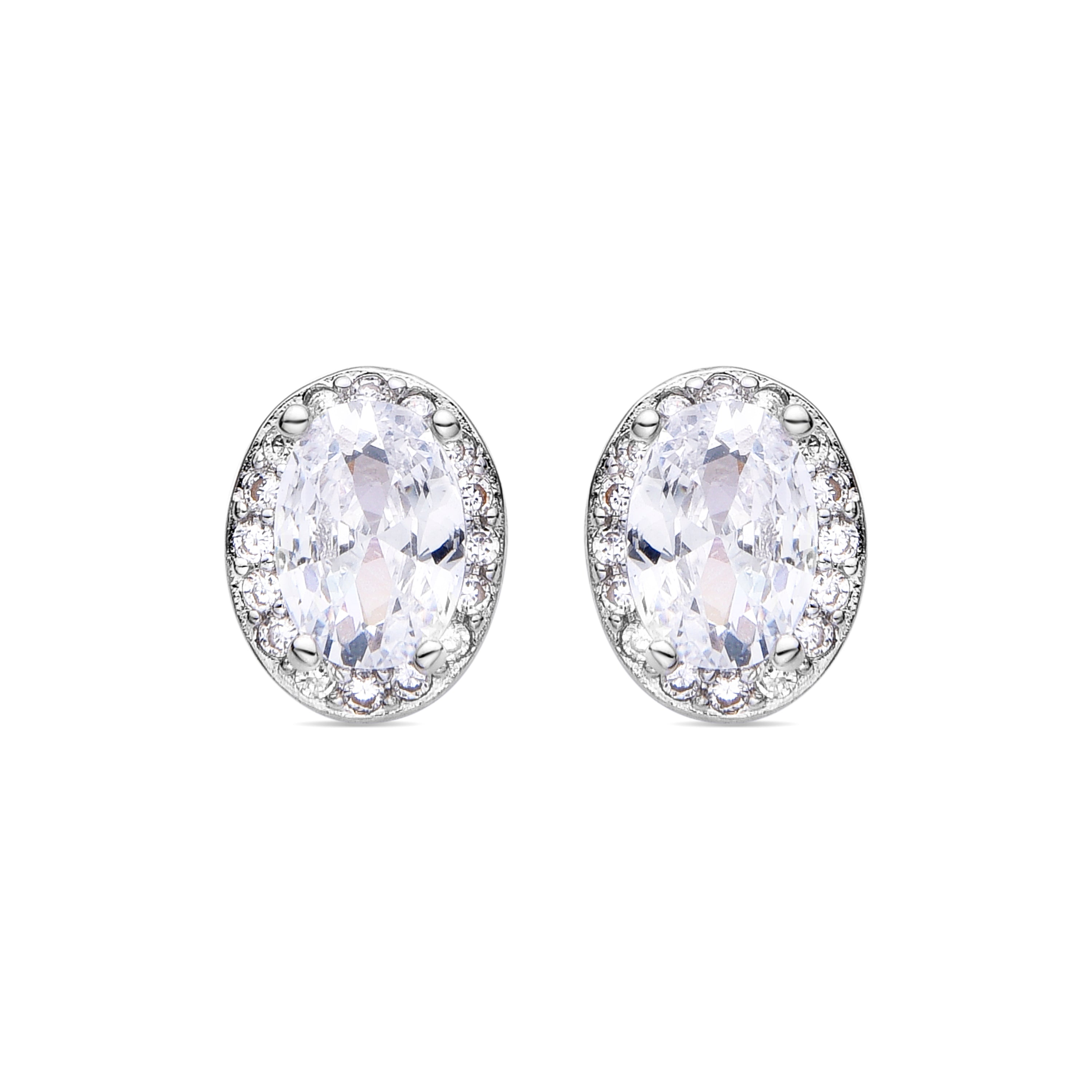Rhodium-plated brilliant zirconia earrings - Kaina