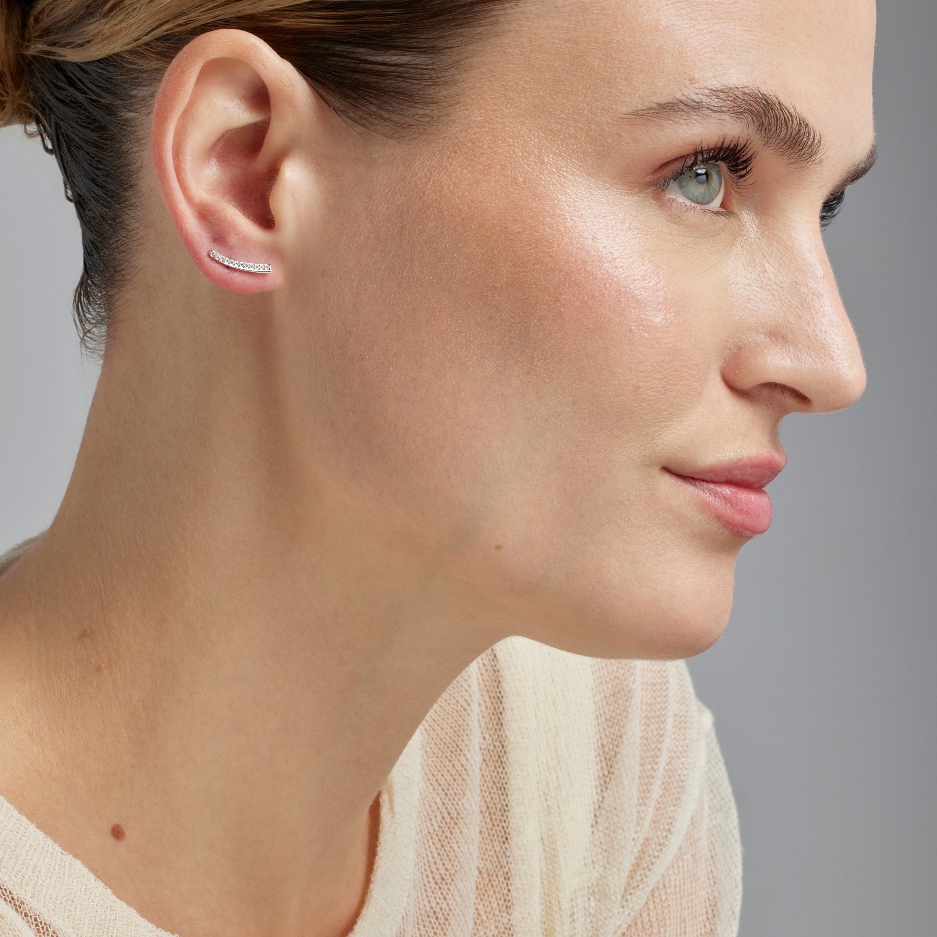 Rhodium-plated brilliant zirconia earrings - Losha