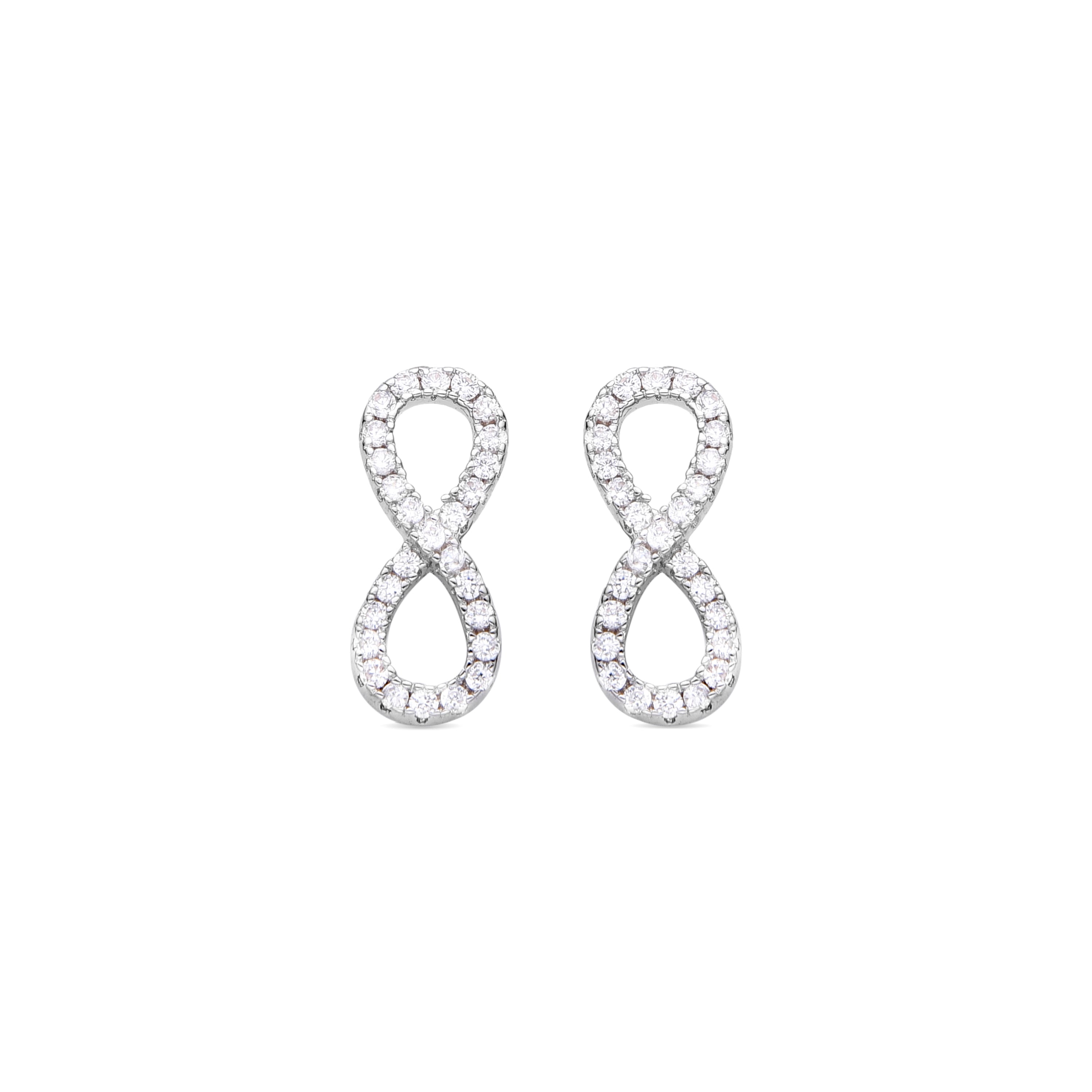 Rhodium-plated brilliant zirconia earrings - Infinity