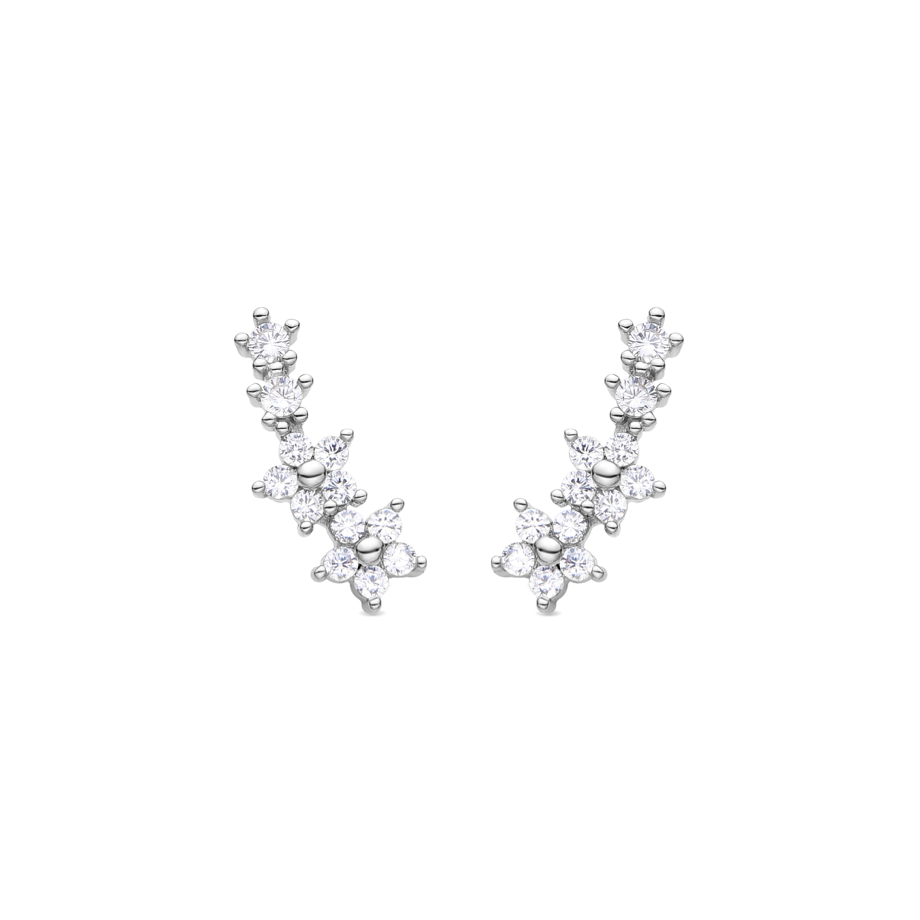 Rhodium-plated brilliant zirconia earrings - Olea