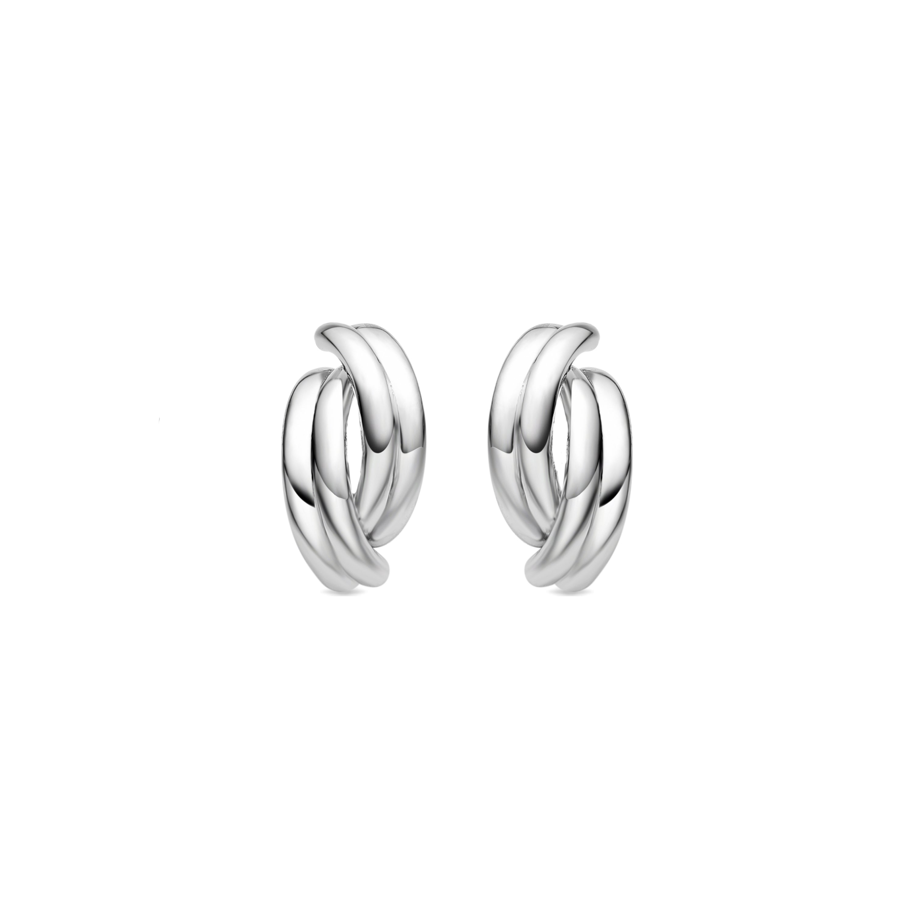 Rhodium-plated brilliant zirconia earrings - Anal