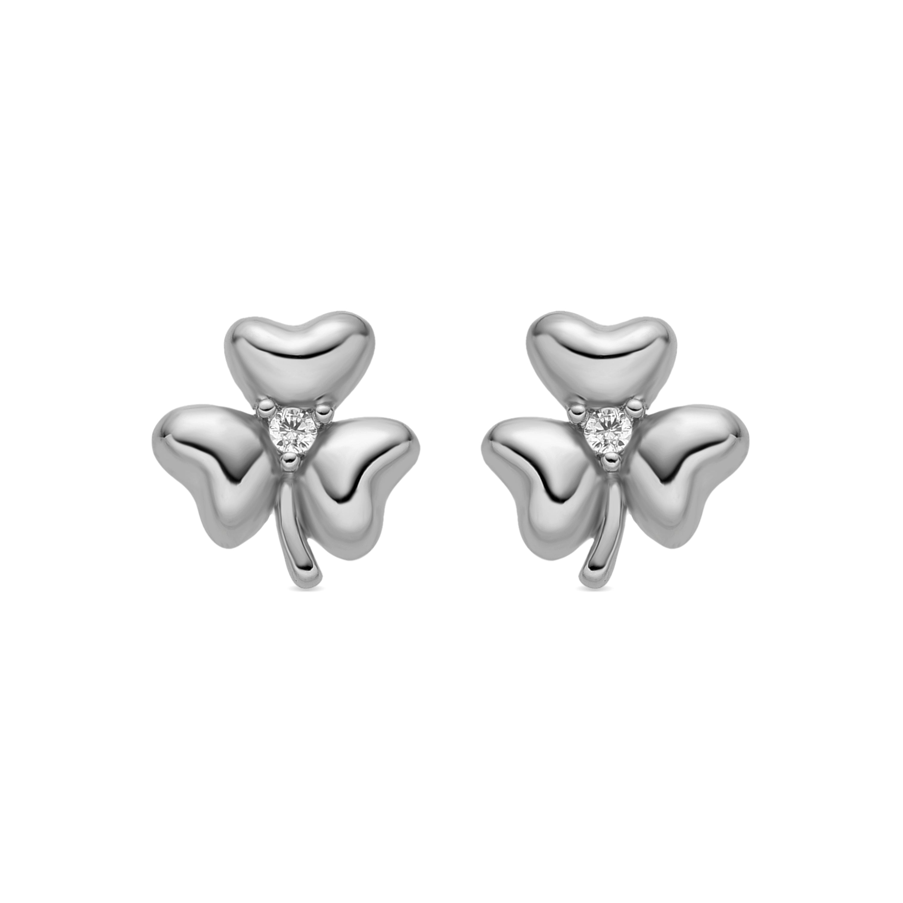Earrings with shiny zirconia in silver finish - Furne
