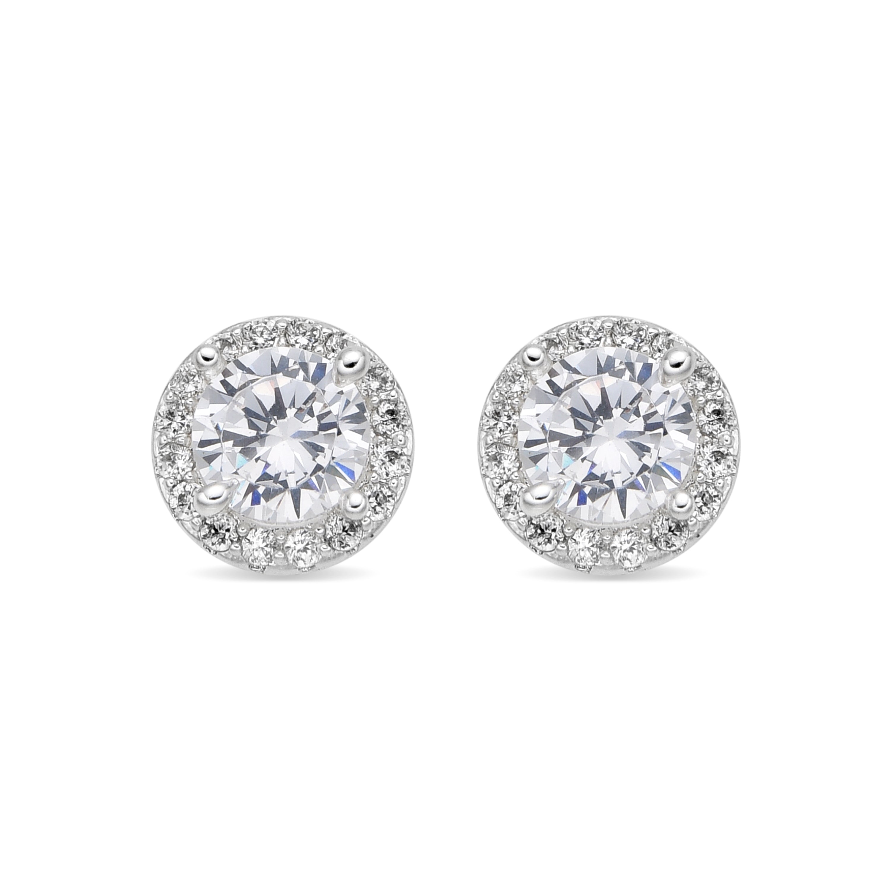 Earrings with shiny zirconia in a silver finish - Shog