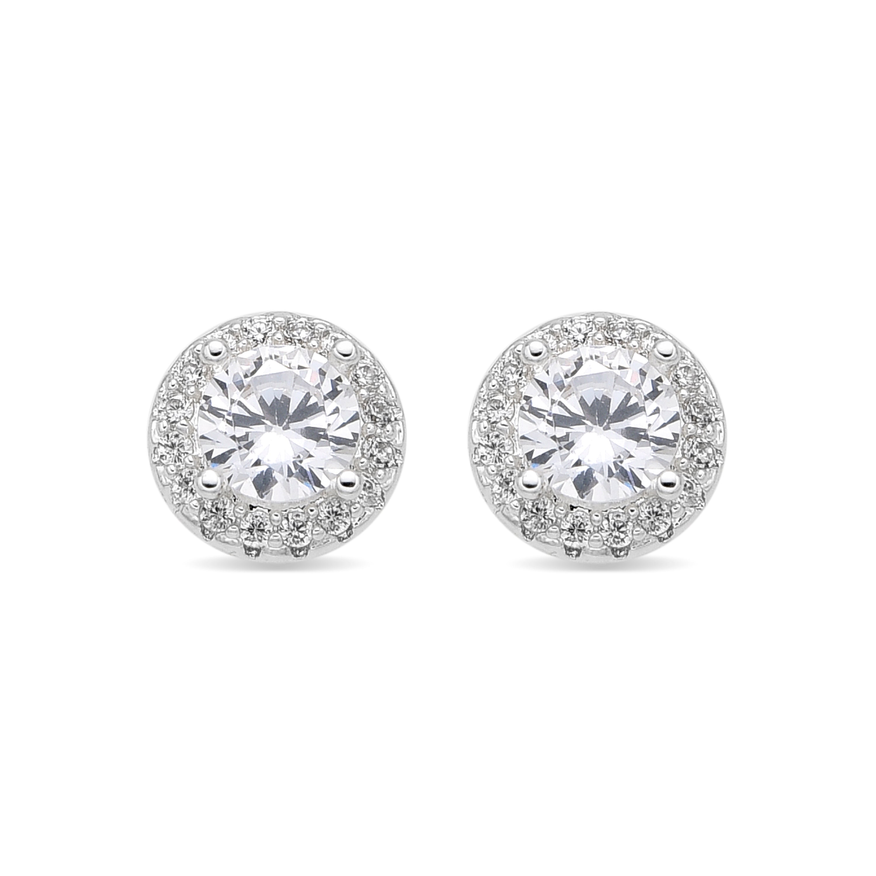 Earrings with shiny zirconia in a silver finish - Shog