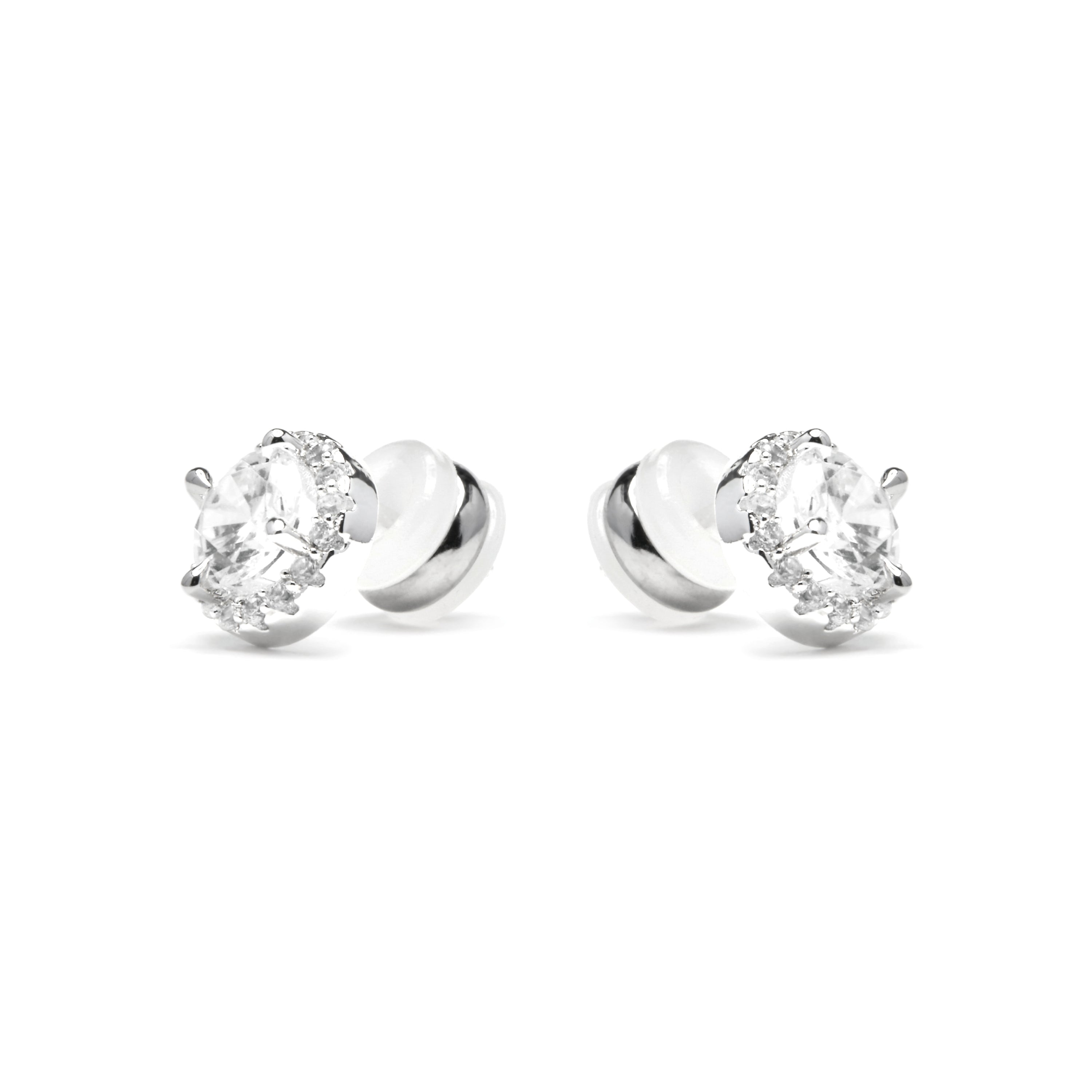 Earrings with shiny zirconia in a silver finish - Shog