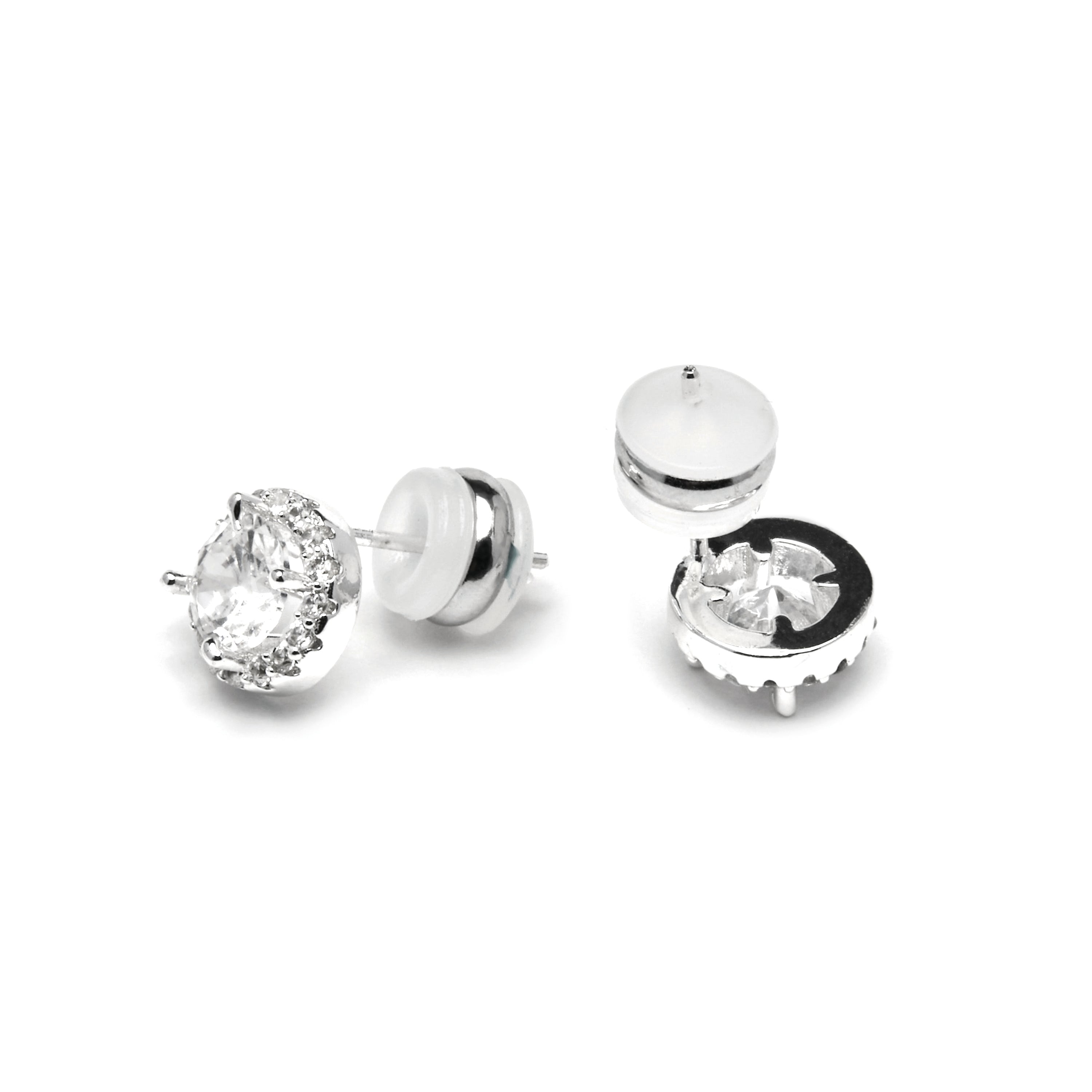 Earrings with shiny zirconia in a silver finish - Shog
