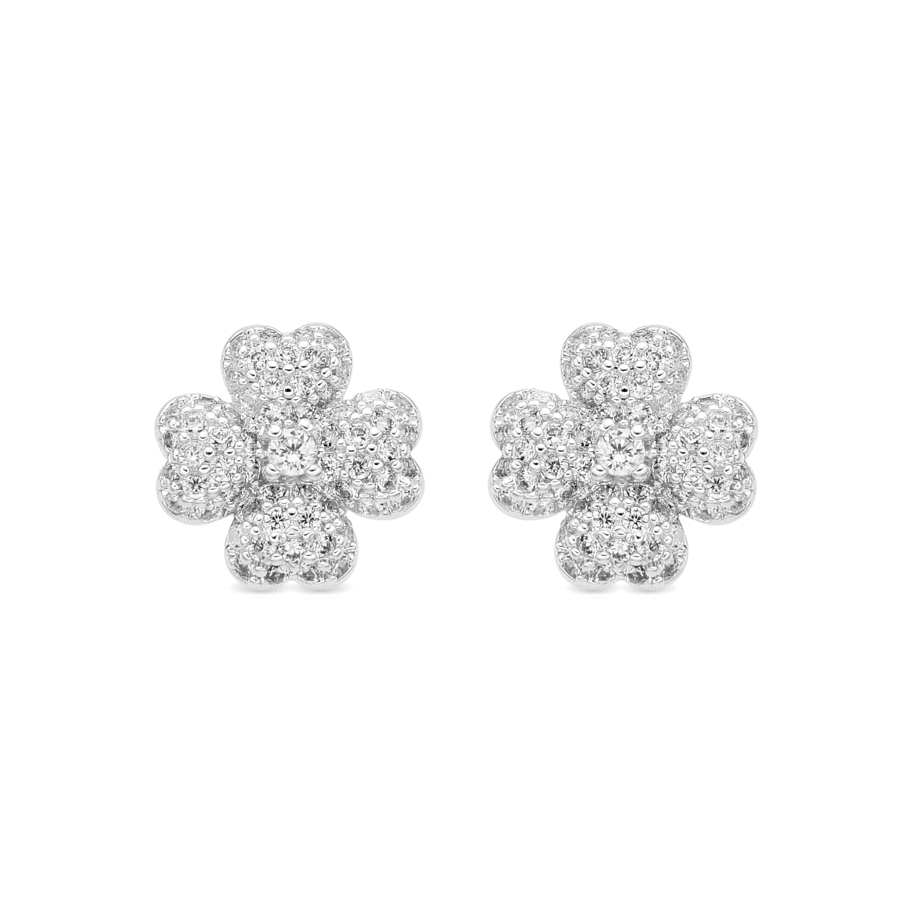 Silver-finished Brilliant Zirconia Earrings - Noxi