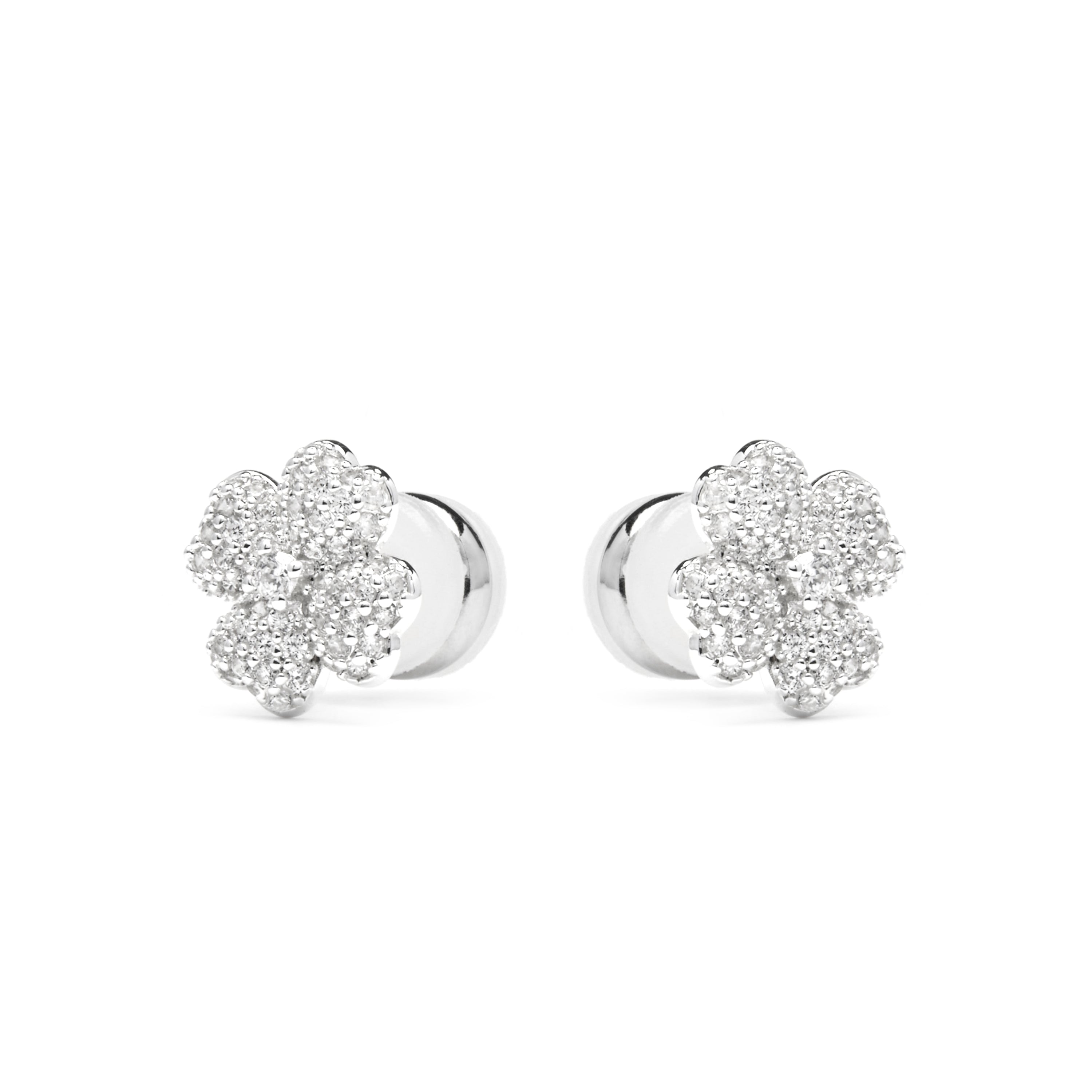 Silver-finished Brilliant Zirconia Earrings - Noxi