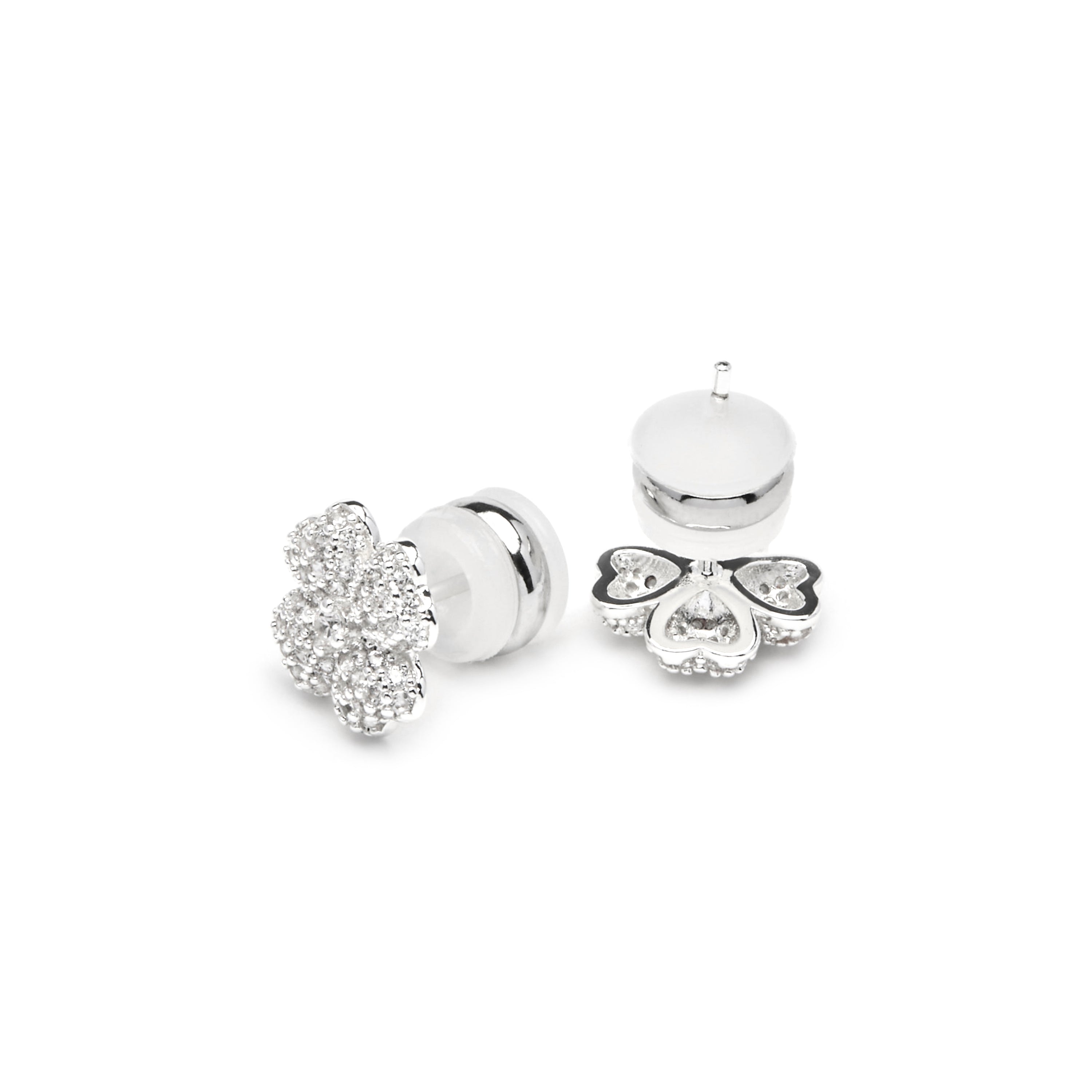 Silver-finished Brilliant Zirconia Earrings - Noxi