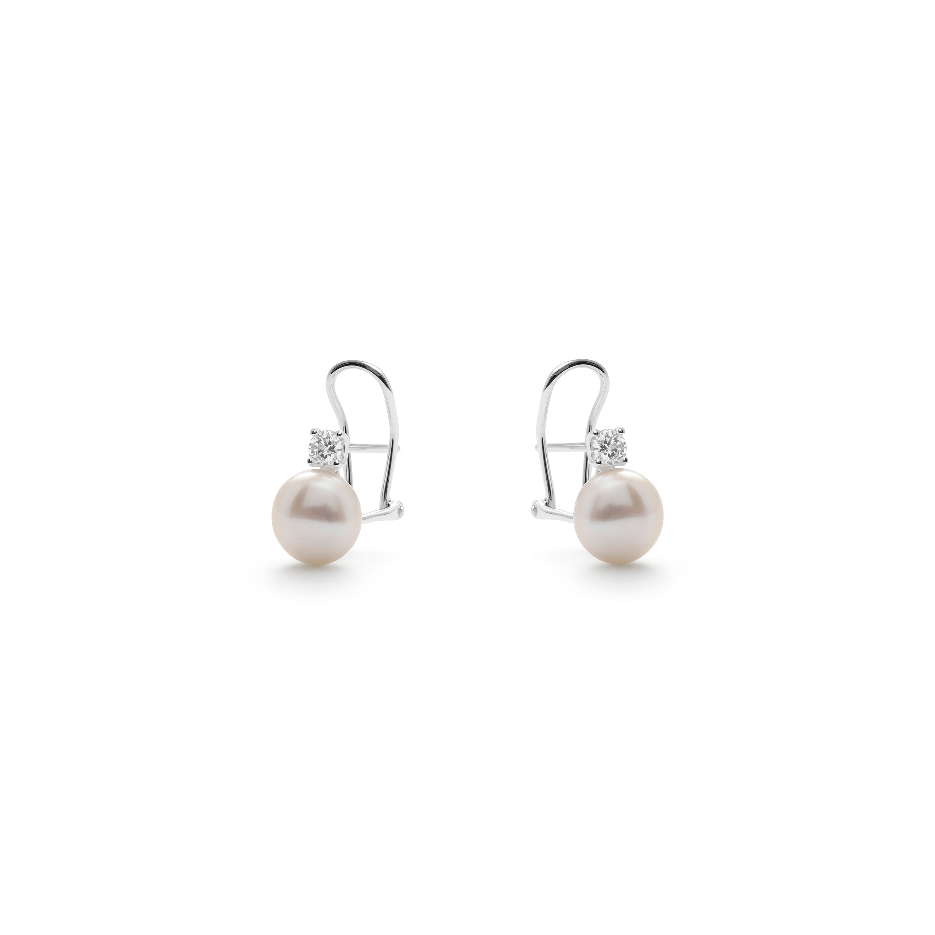 Rhodium-Plated White Pearl Drop Earrings - Upin