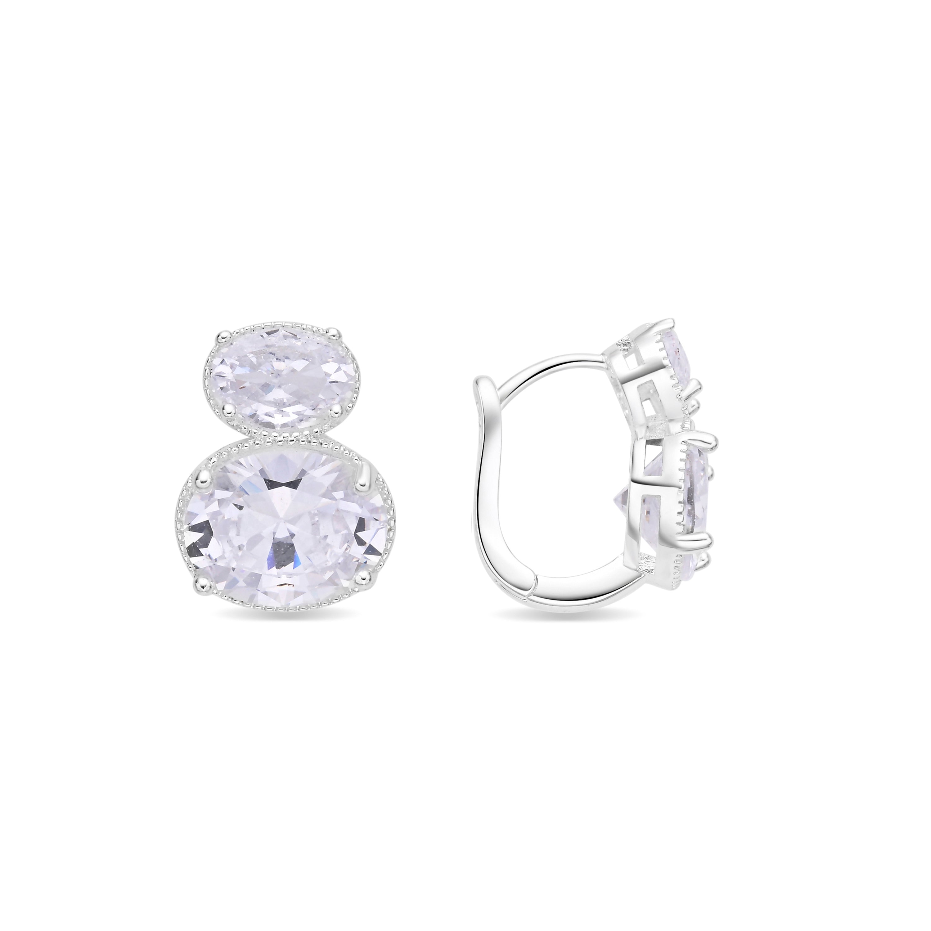 Pendientes de Circonita Brillante acabado en rodio - Silku