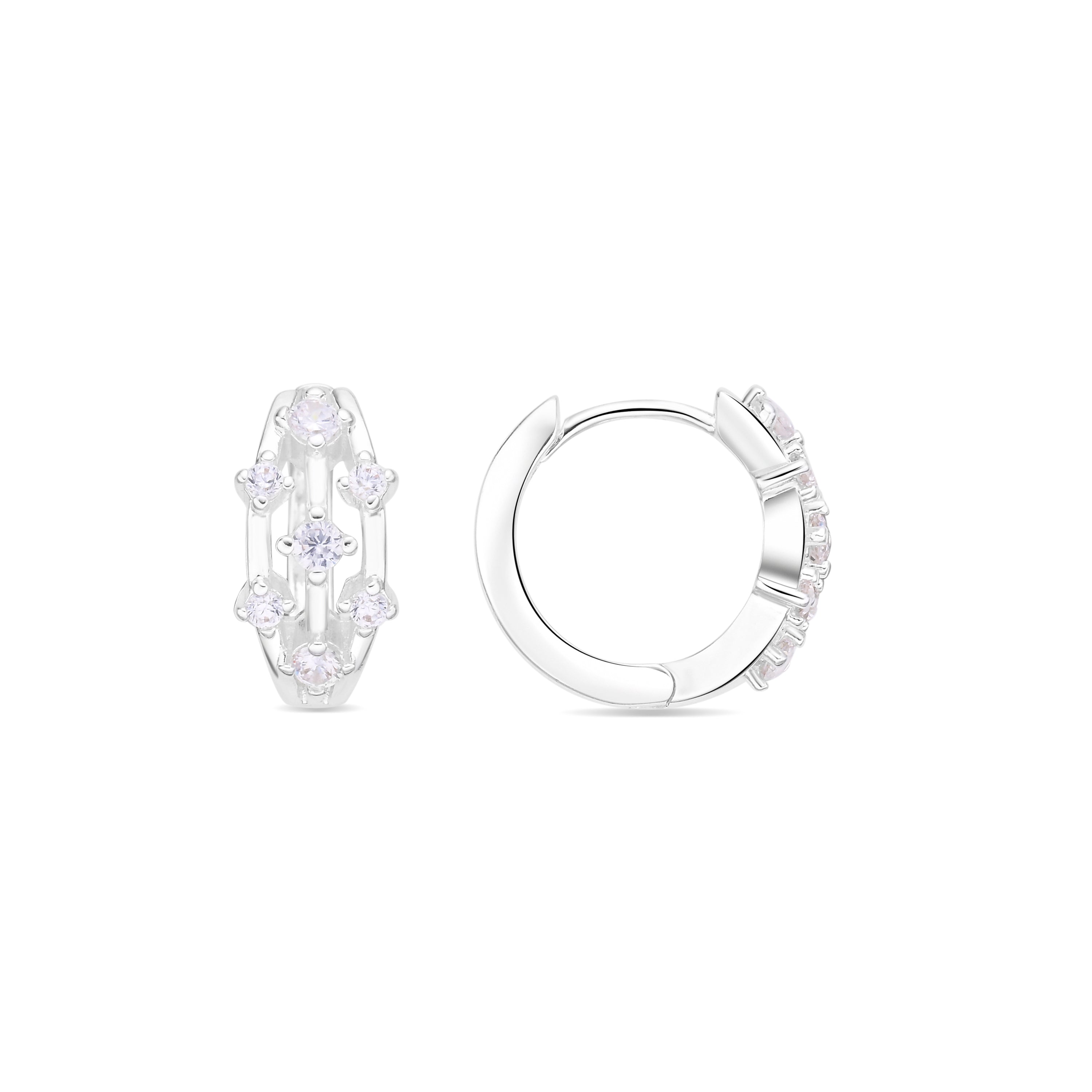 Rhodium Plated Bright Cubic Zirconia Earrings - Issal