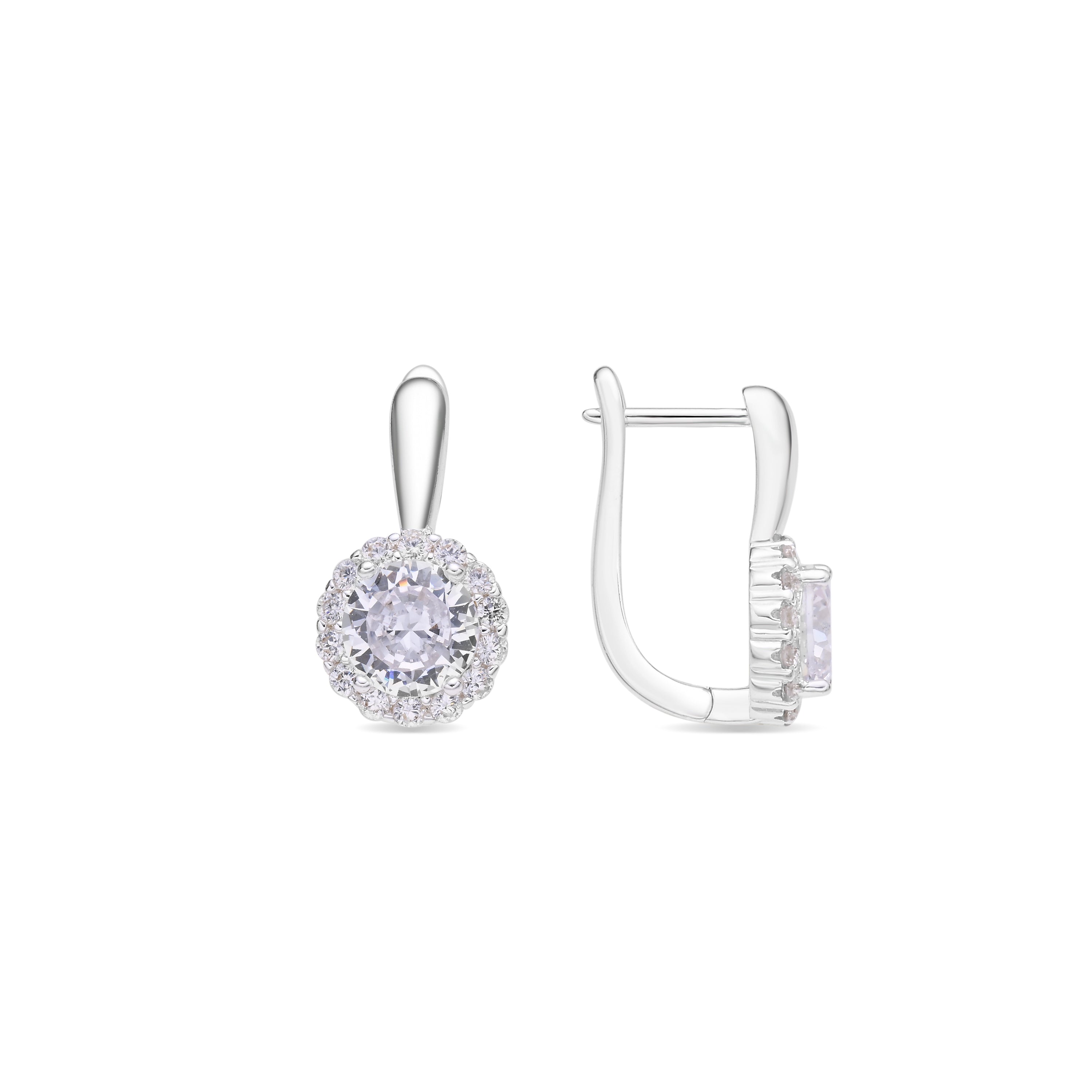 Rhodium-Plated Brilliant Zirconia Earrings - Lydruk