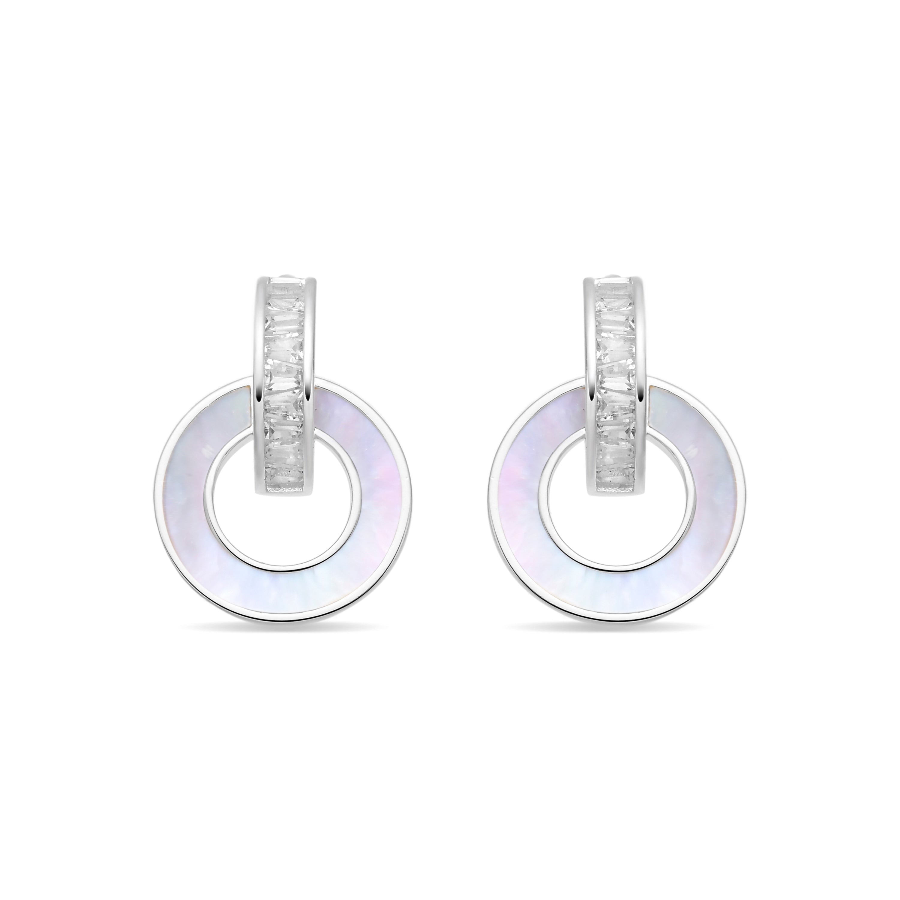 Pendientes de Circonita Brillante Acabado En Plata - Phasvi
