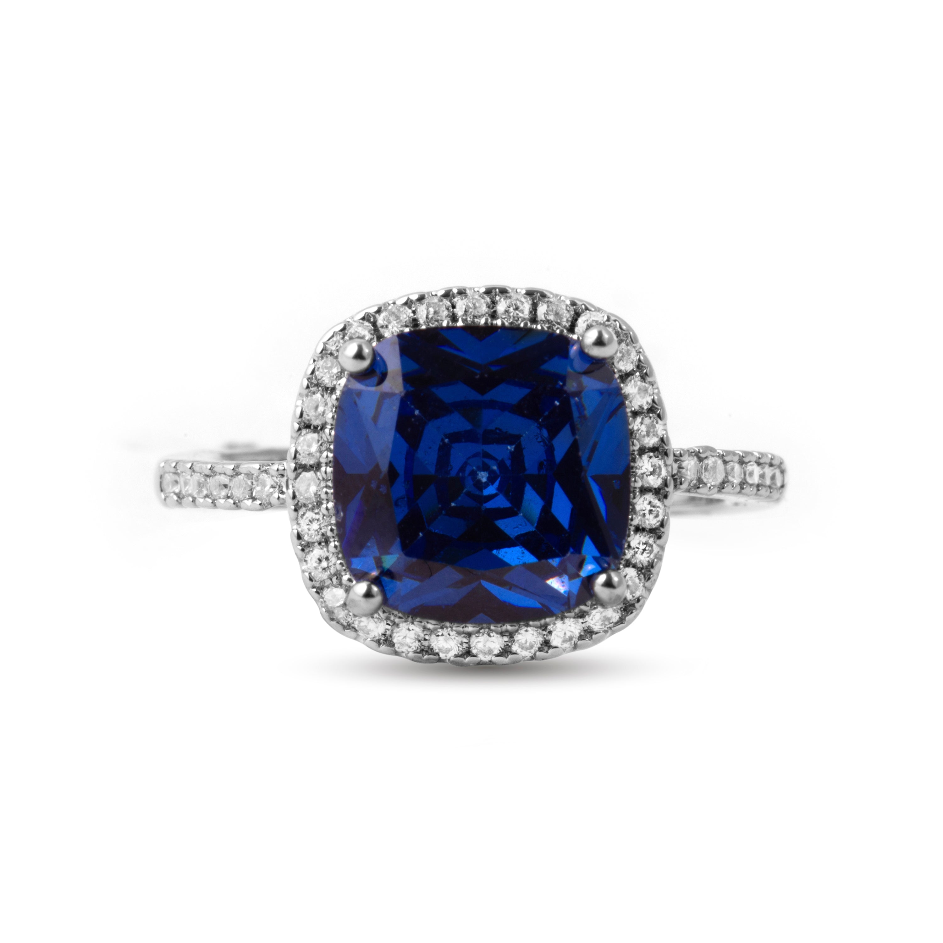 Rhodium-plated Tanzanite Zircon Ring - Kada