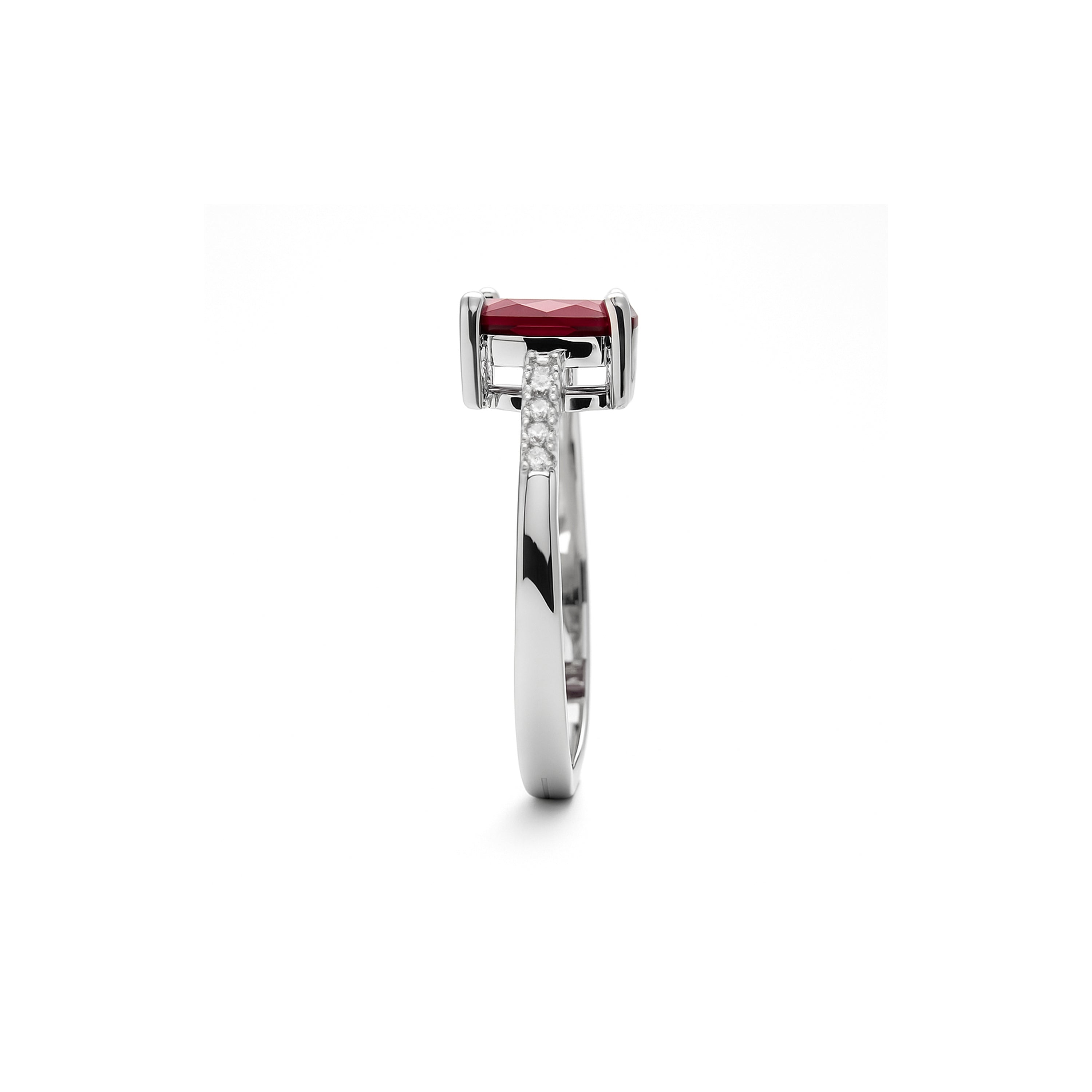 Rhodium Plated Ruby Zircon Ring - Misze