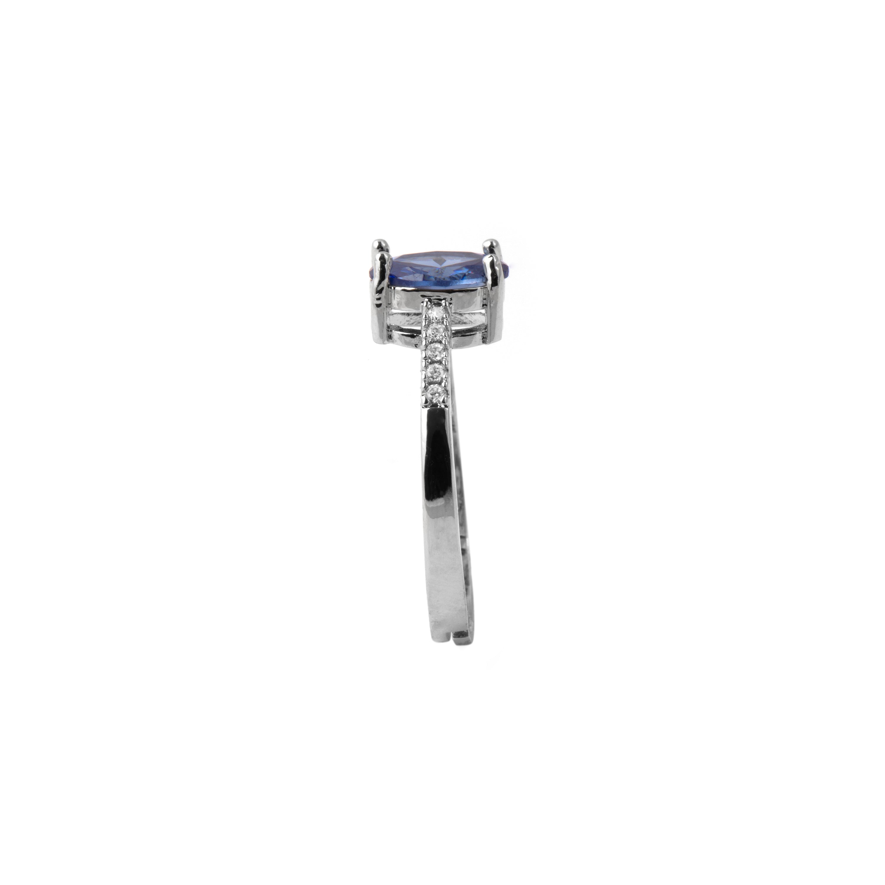 Rhodium-plated Tanzanite Zircon Ring - Misze