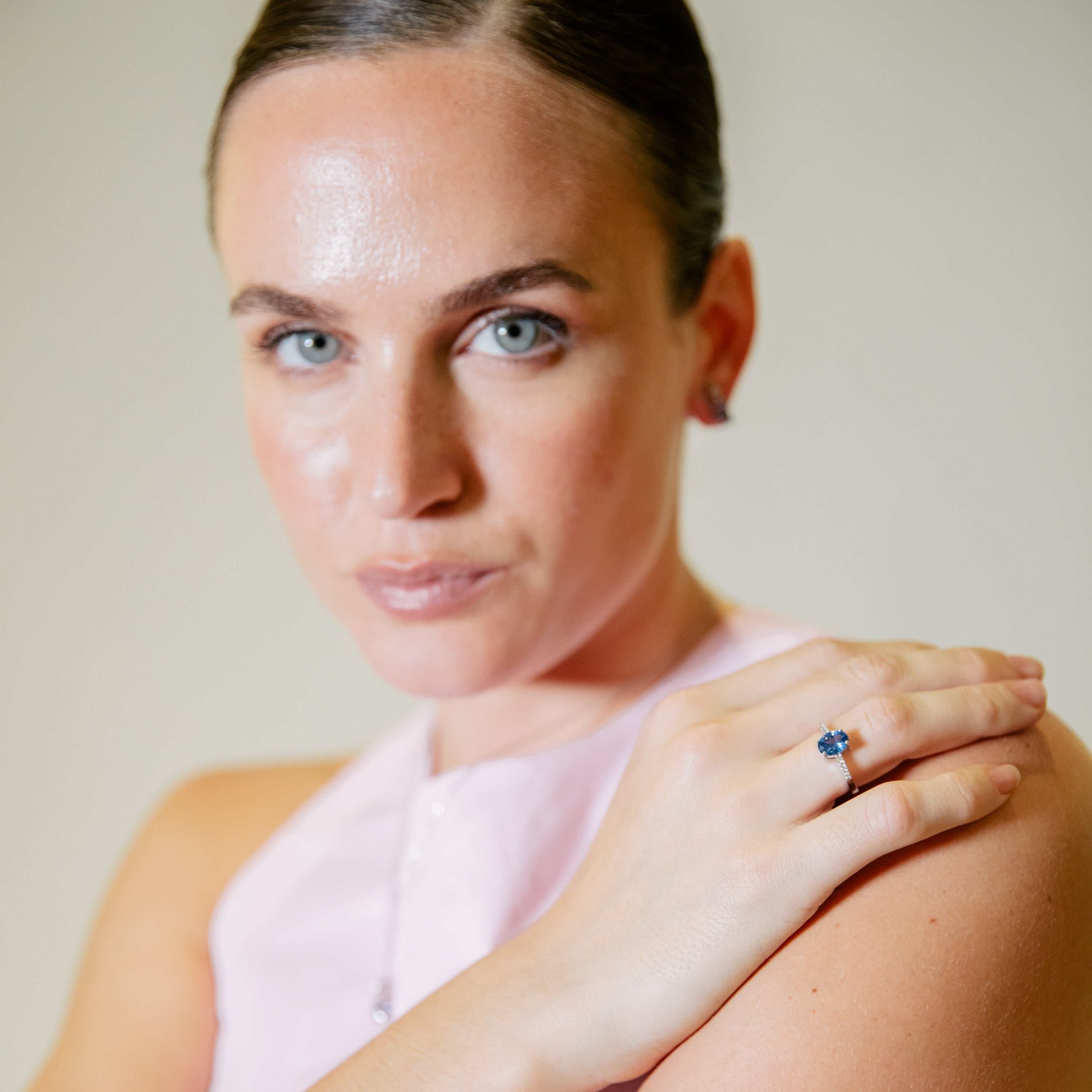 Rhodium-plated Tanzanite Zircon Ring - Misze