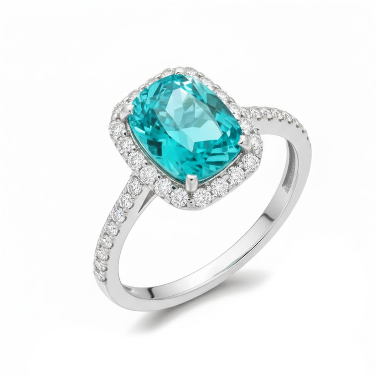 Paraiba Green Hydrothermal Quartz Ring rhodium-plated - Lynor