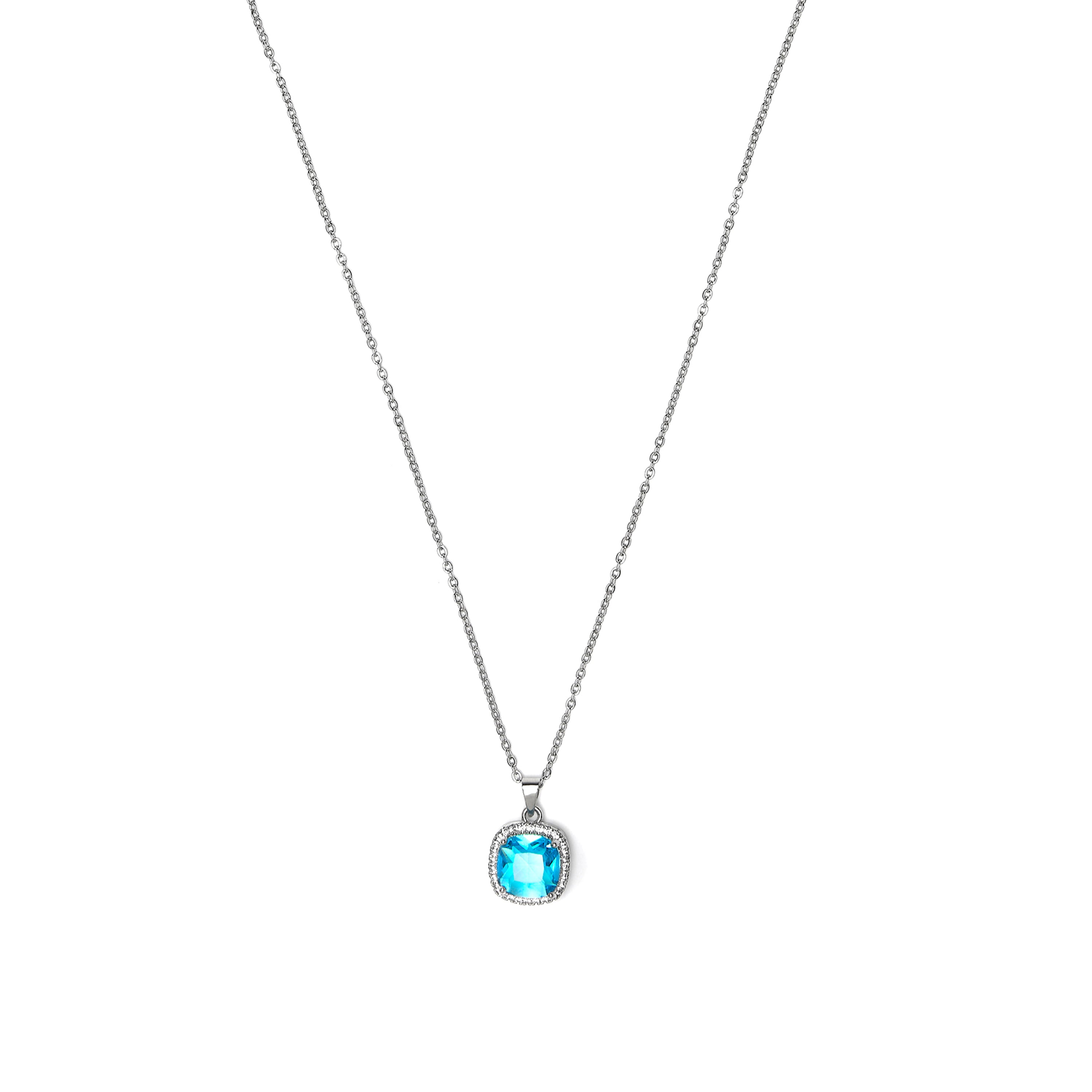 Silver-plated Blue Topaz Zircon Necklace - Kada