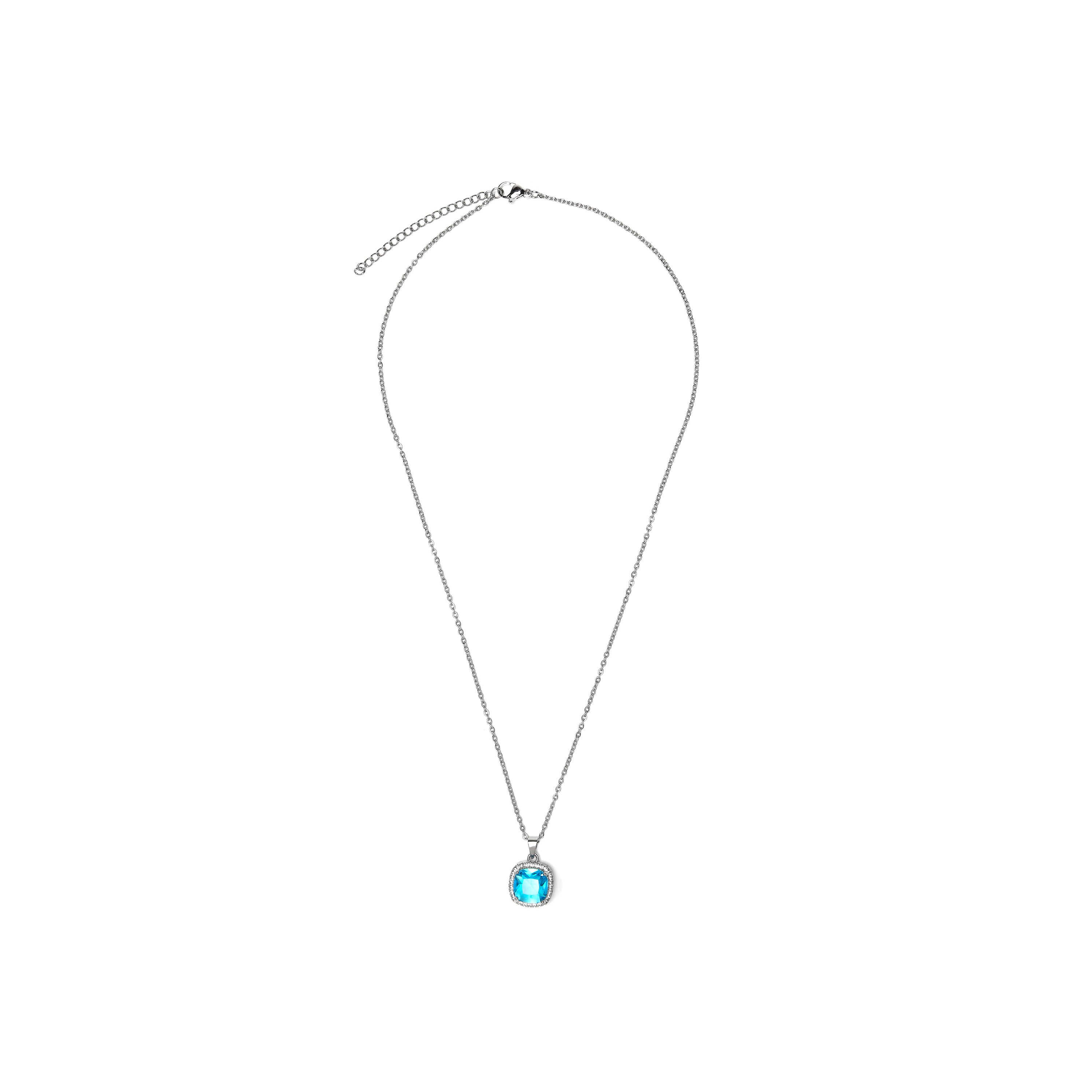 Silver-plated Blue Topaz Zircon Necklace - Kada