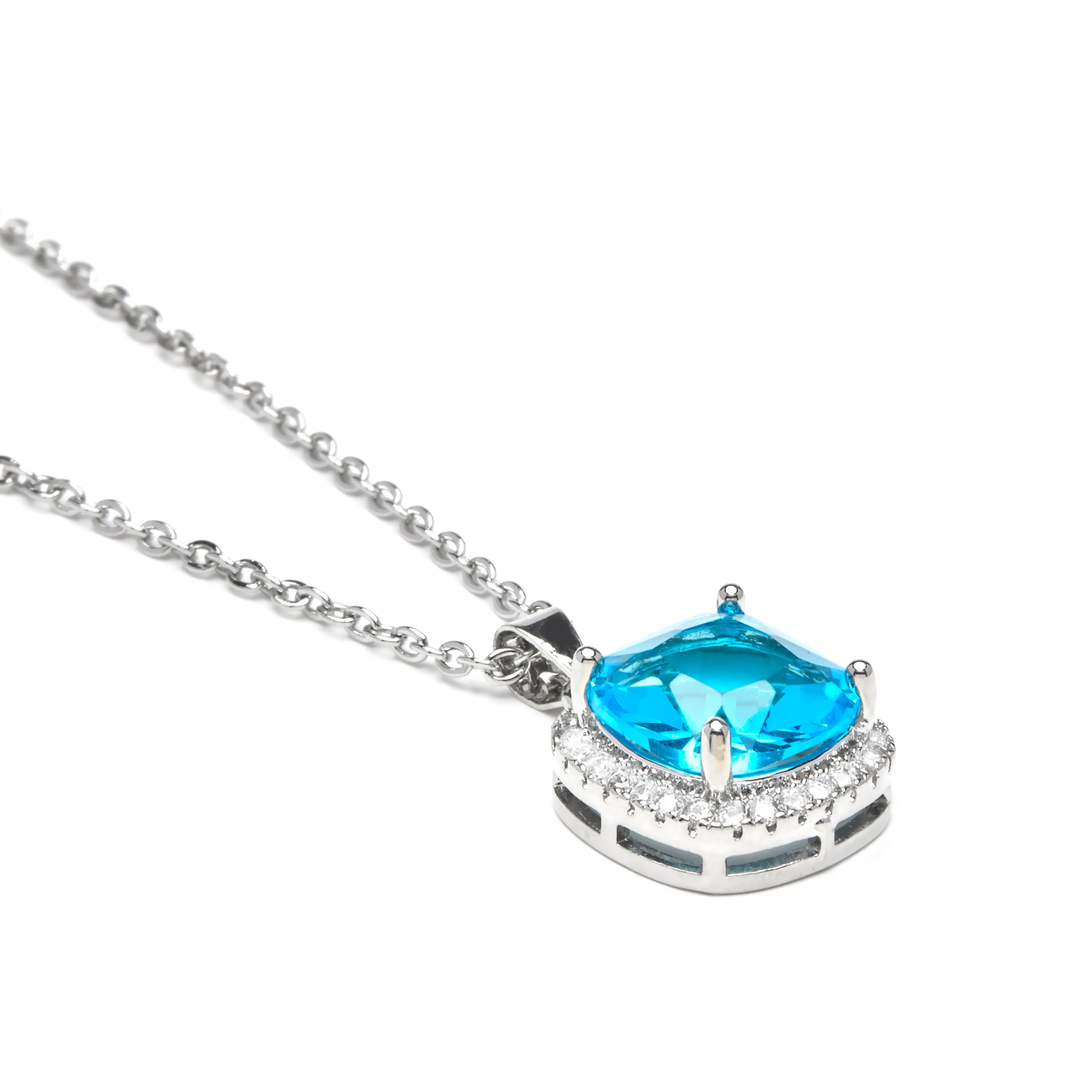 Silver-plated Blue Topaz Zircon Necklace - Kada