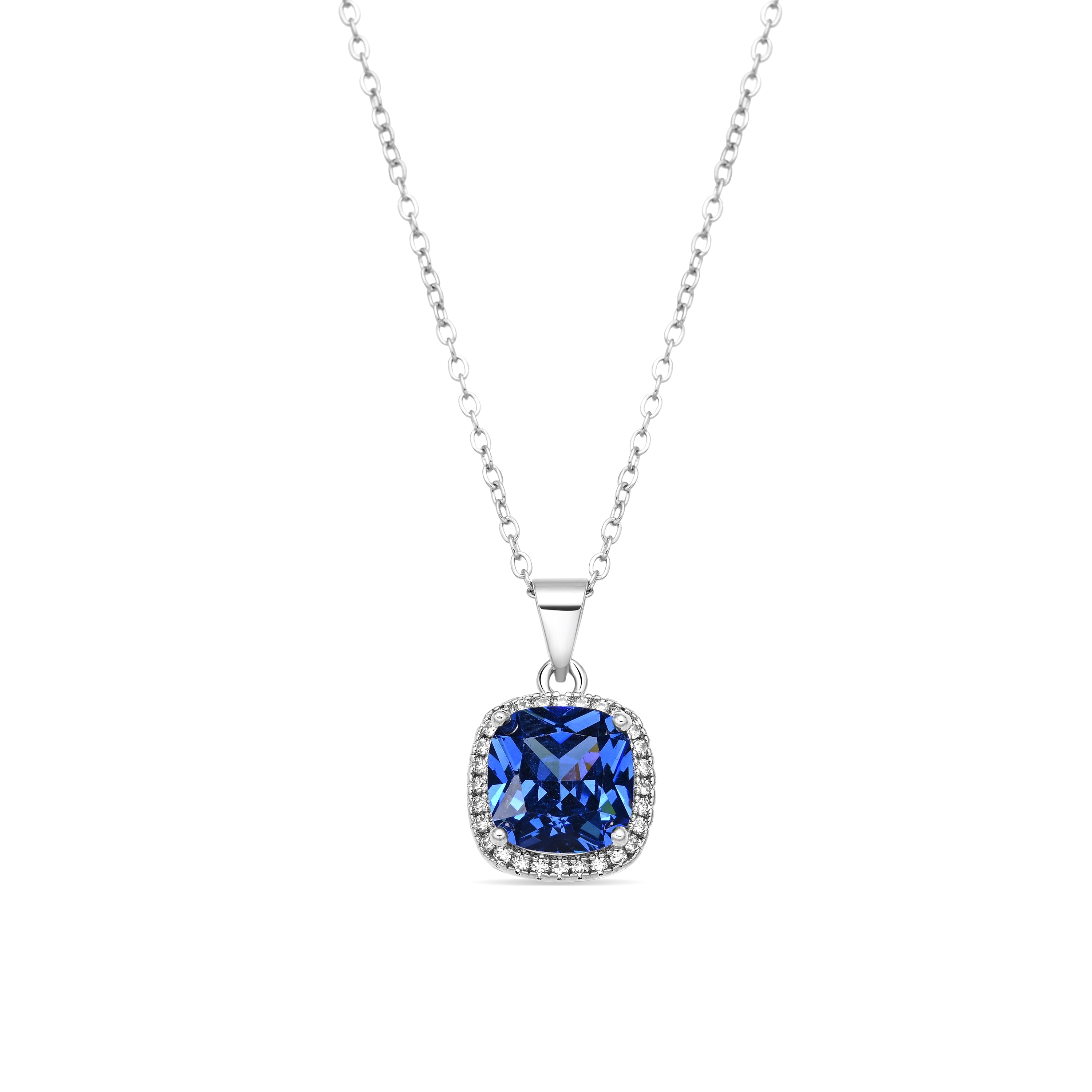 Rhodium plated Tanzanite Zirconia Necklace - Kada
