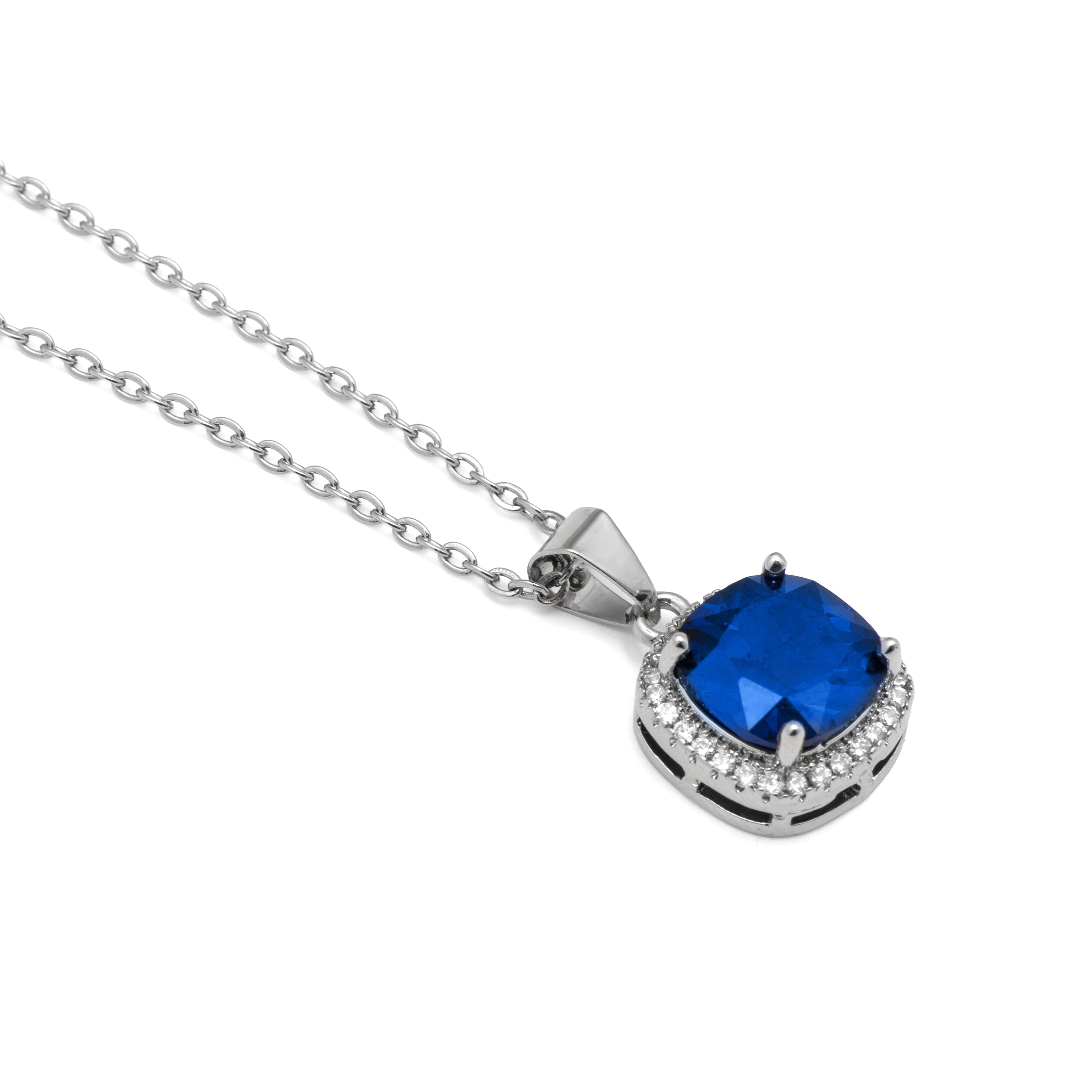 Rhodium plated Tanzanite Zirconia Necklace - Kada