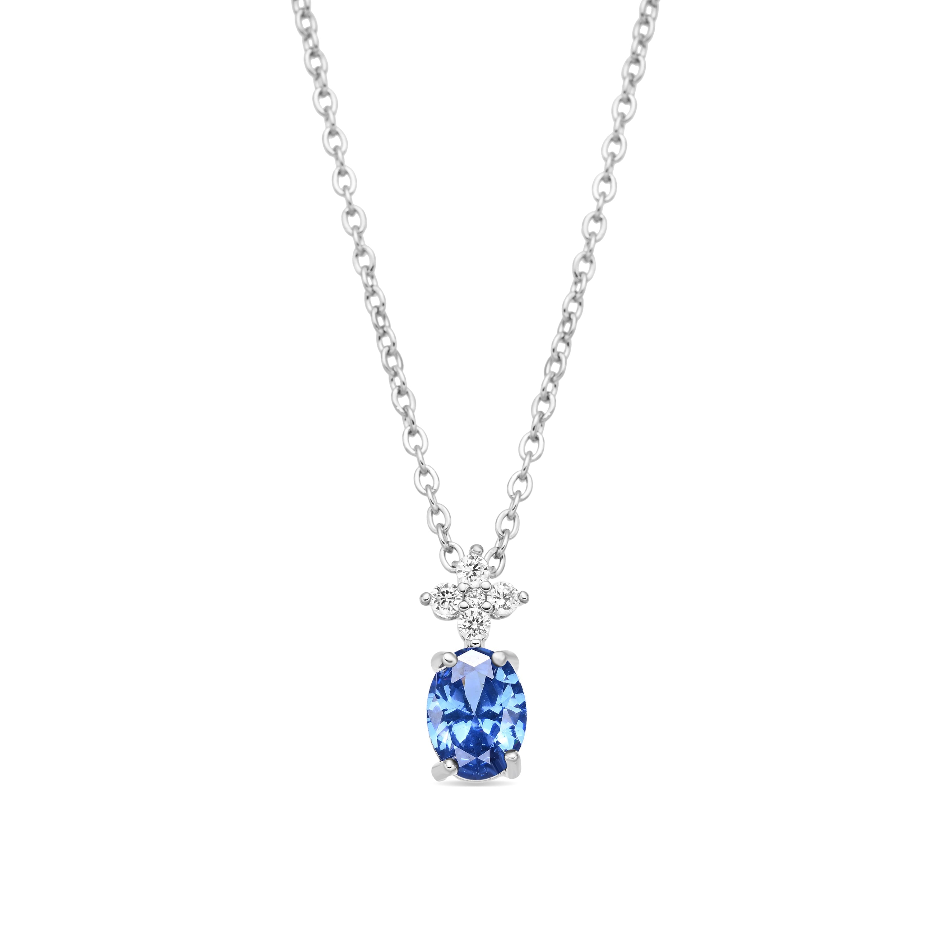 Rhodium-plated Tanzanite Zircon Necklace - Misze