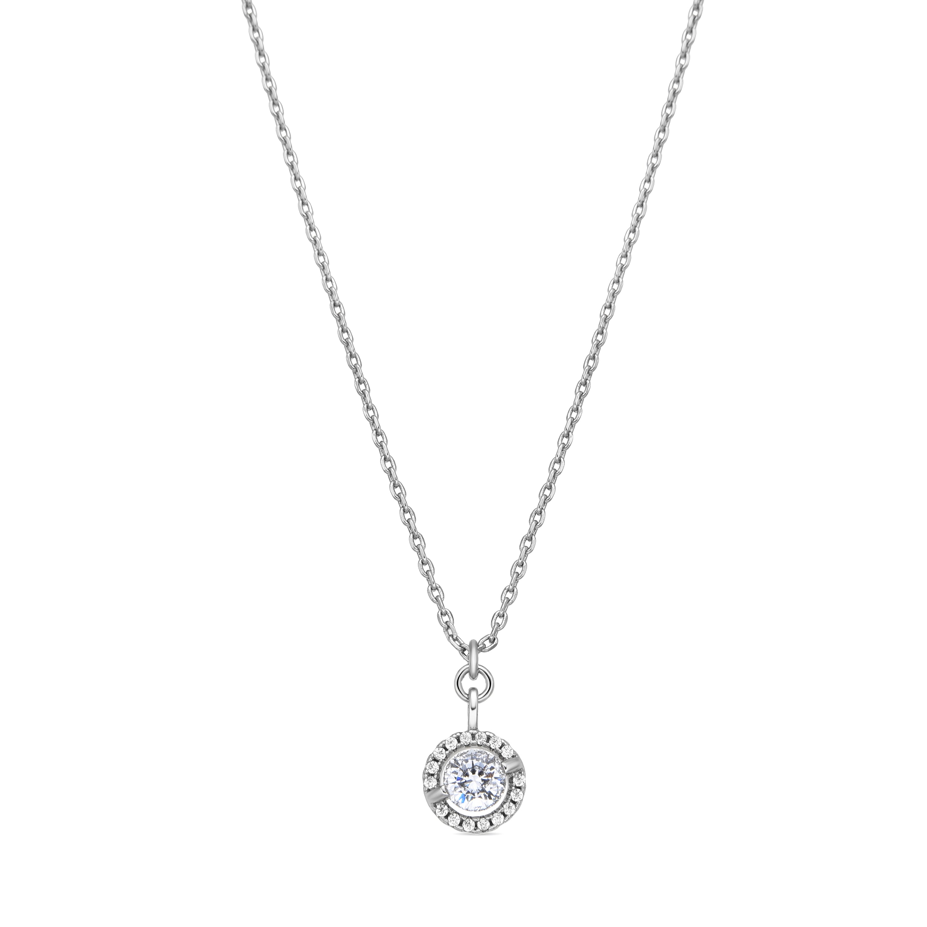 Silver-plated necklace with brilliant cubic zirconia - Chenion