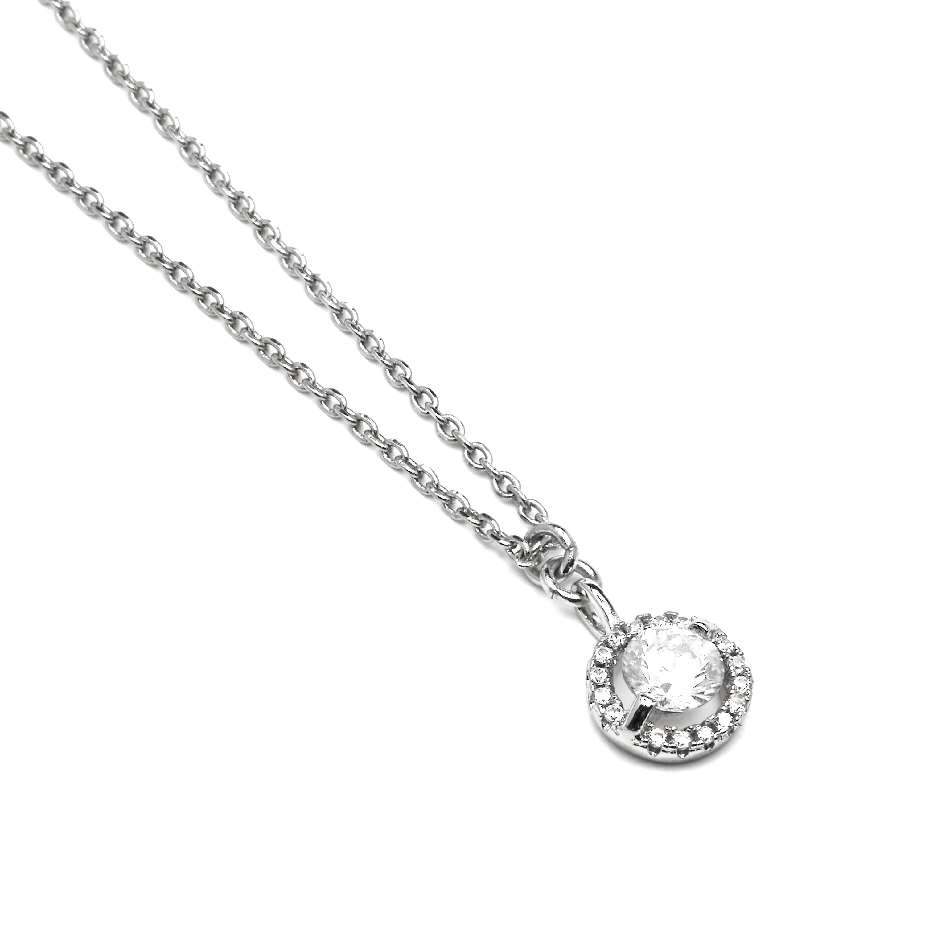 Silver-plated necklace with brilliant cubic zirconia - Chenion