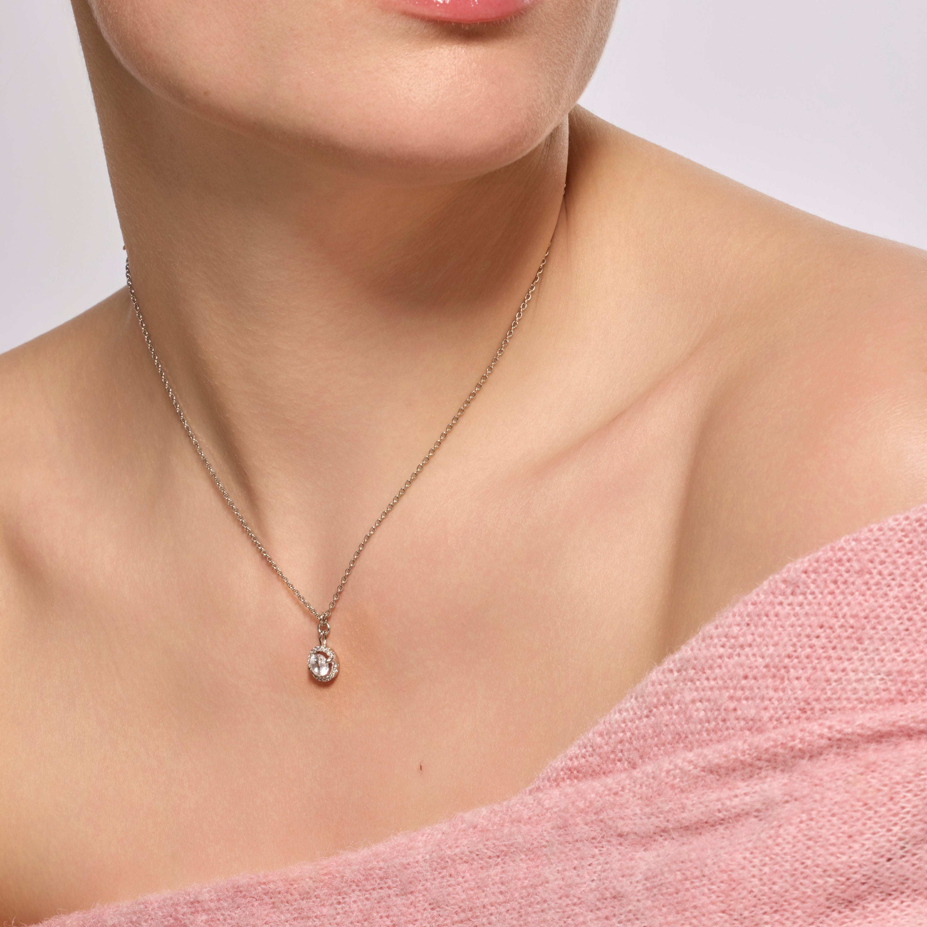 Silver-plated necklace with brilliant cubic zirconia - Chenion