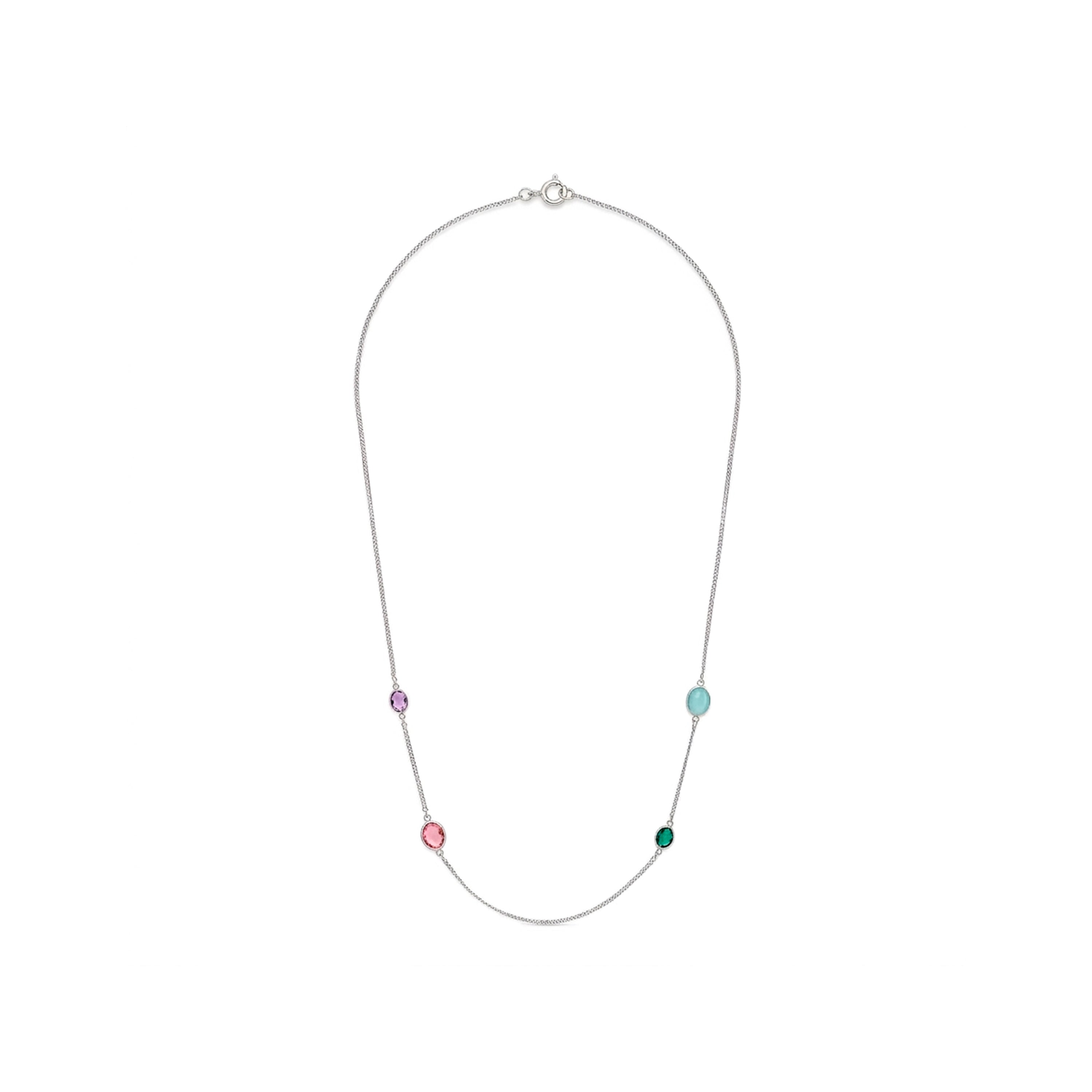 Rhodium-plated Multicolor Zircon Necklace - Nodiya