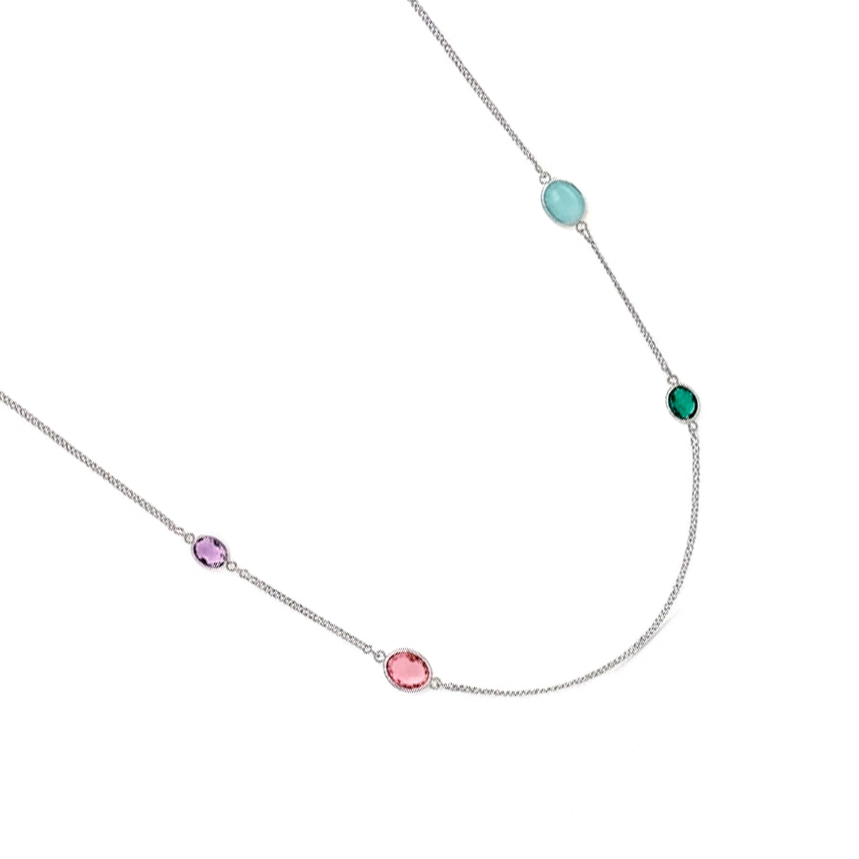 Rhodium-plated Multicolor Zircon Necklace - Nodiya