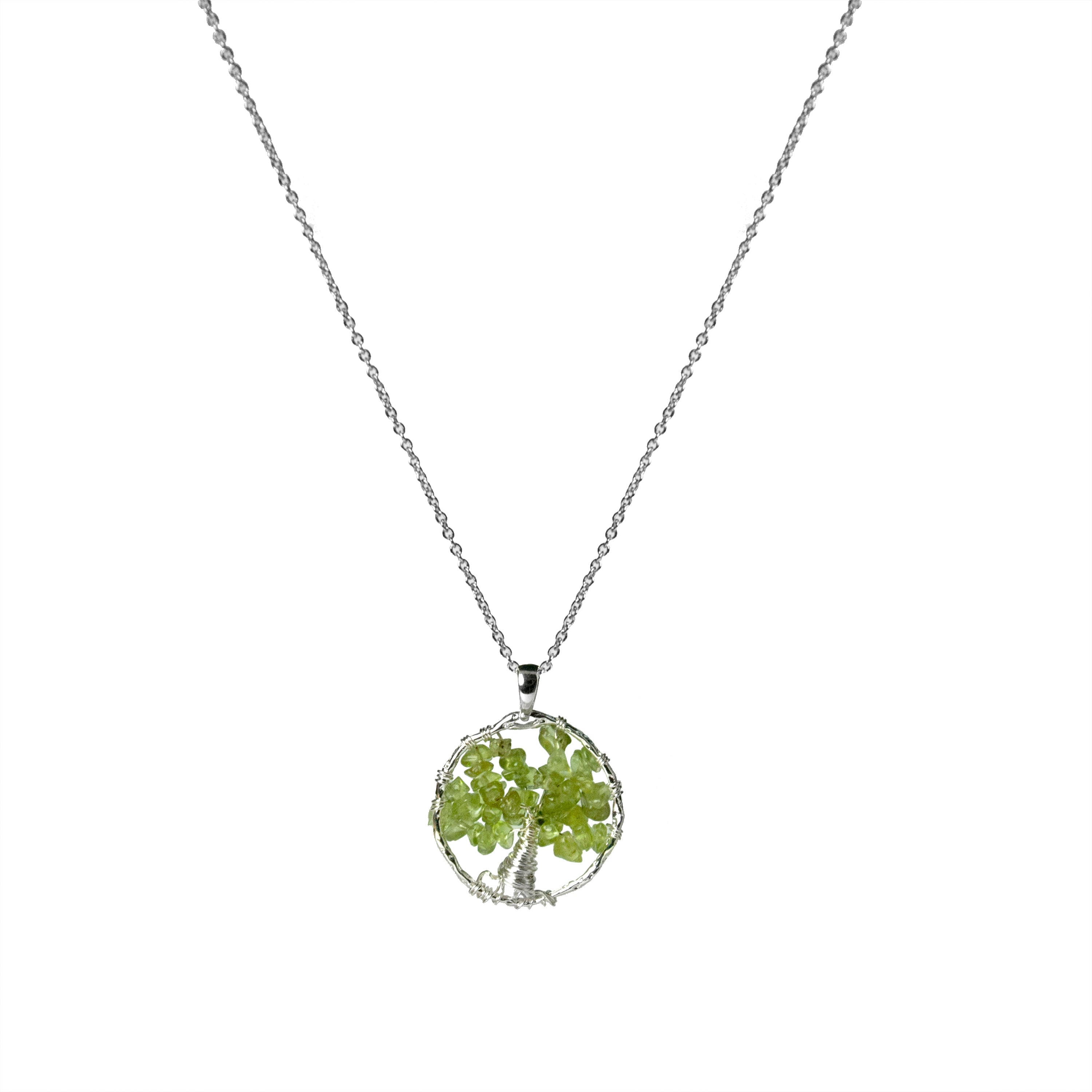 Prehenite necklace with rhodium finish - Budleia