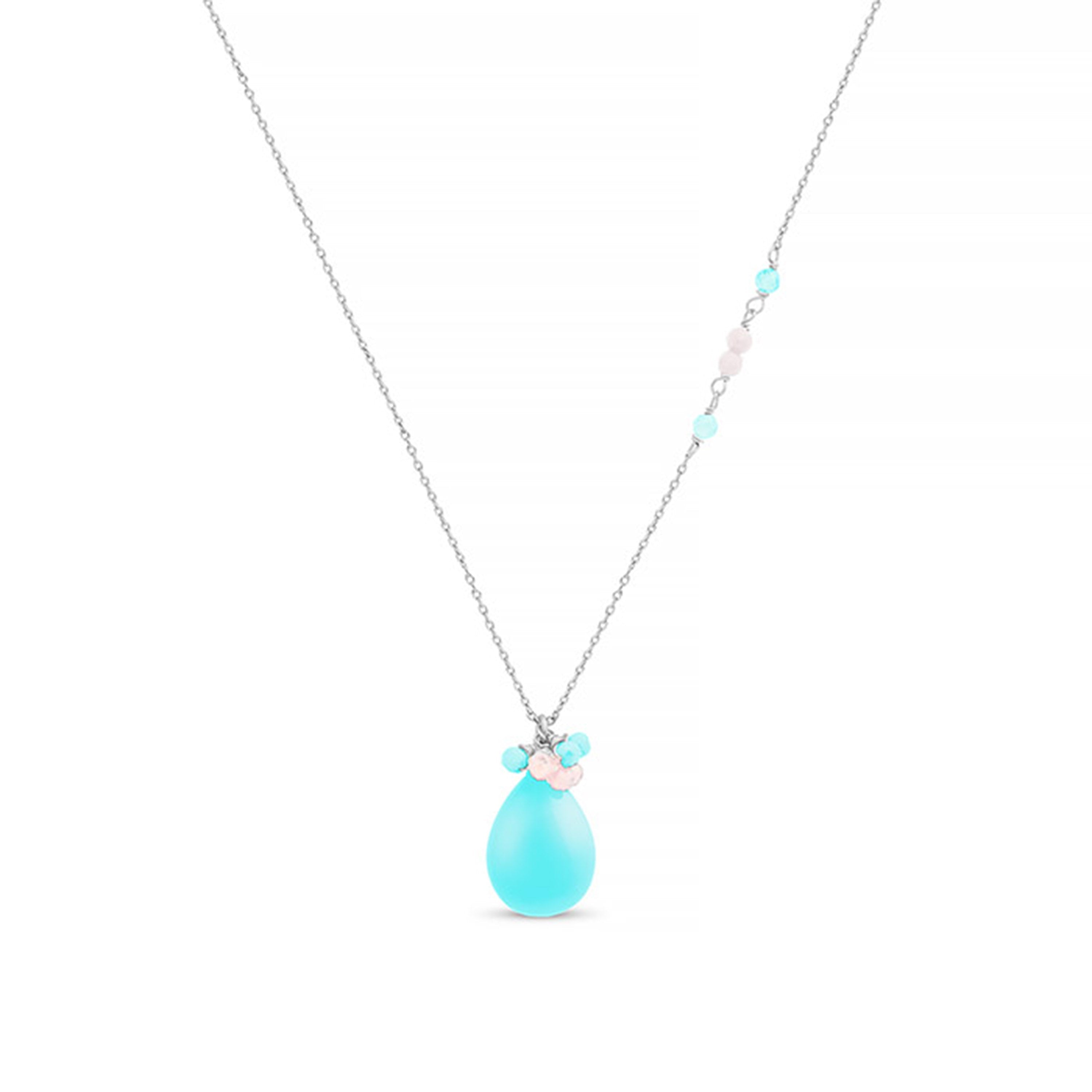 Turquoise necklace with rhodium finish - Adak