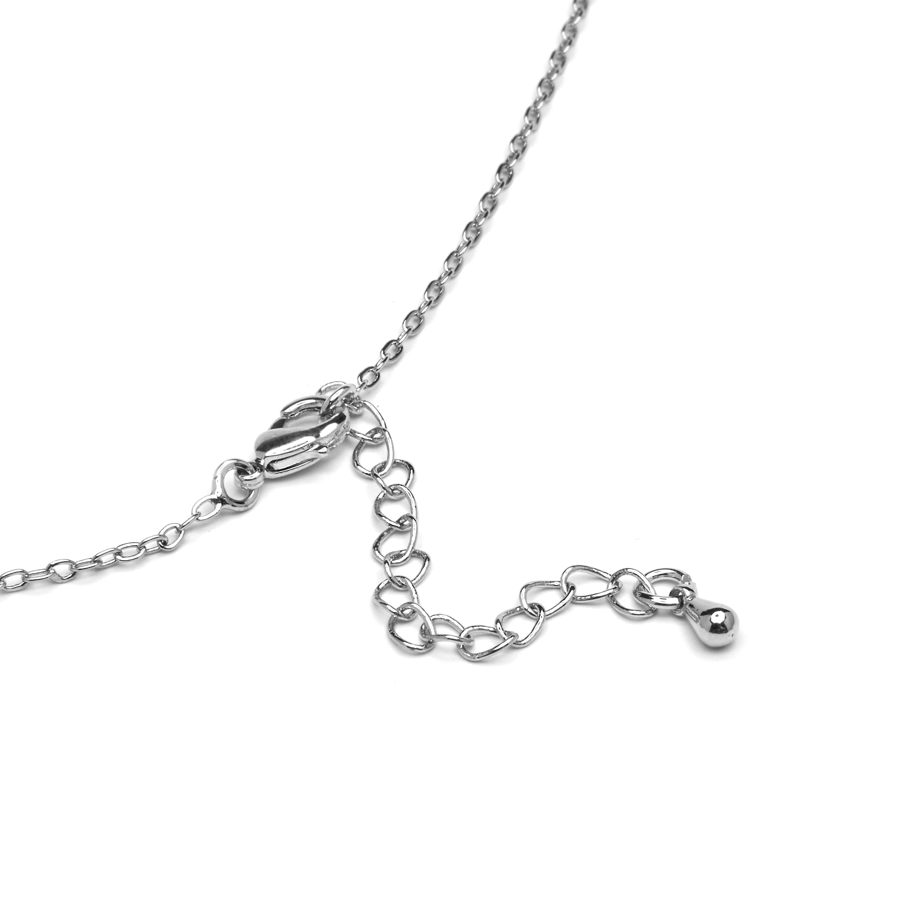 Alphabet Necklace with Shiny Zirconia in Silver Finish