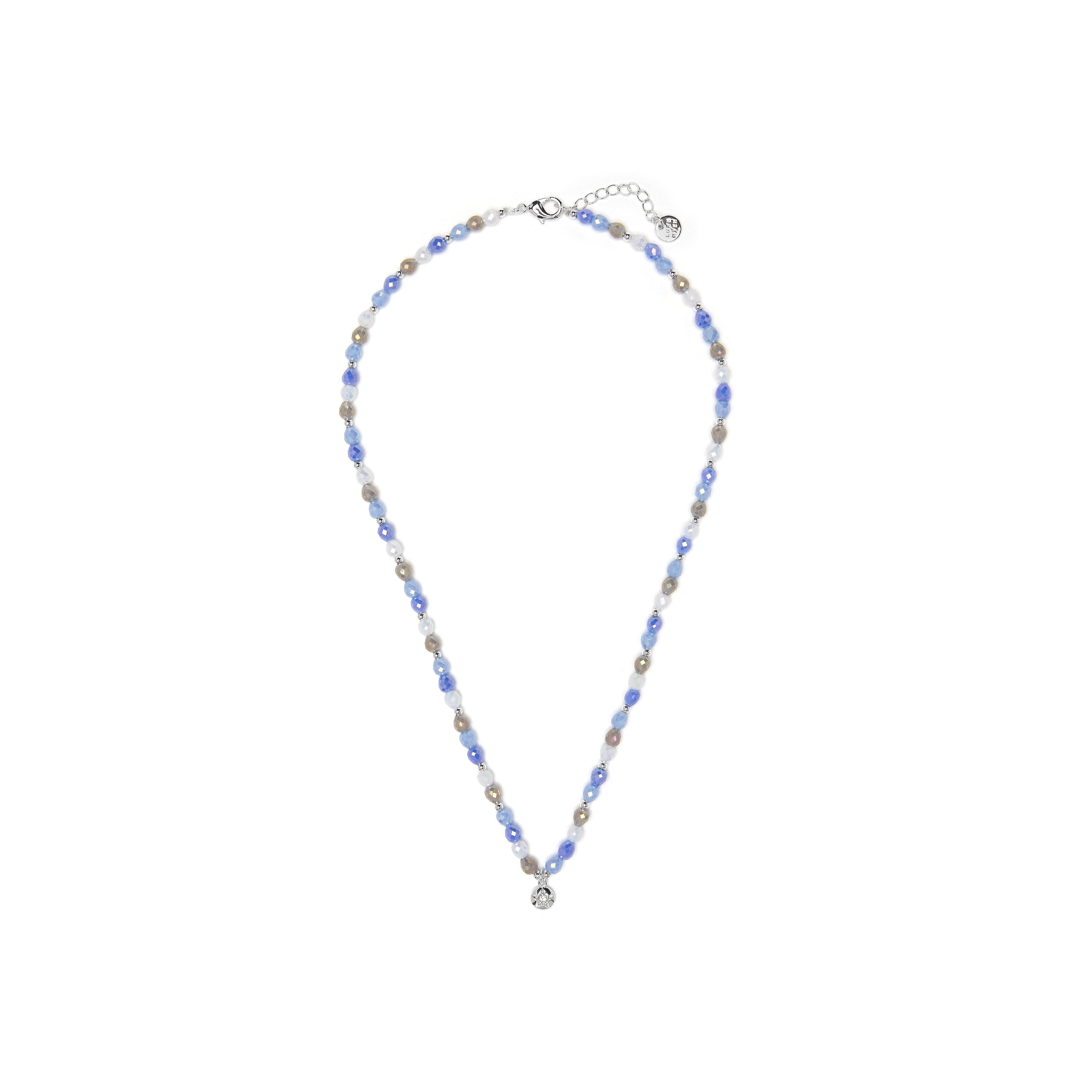 Collar de Cristal Azul acabado en rodio - Likdu