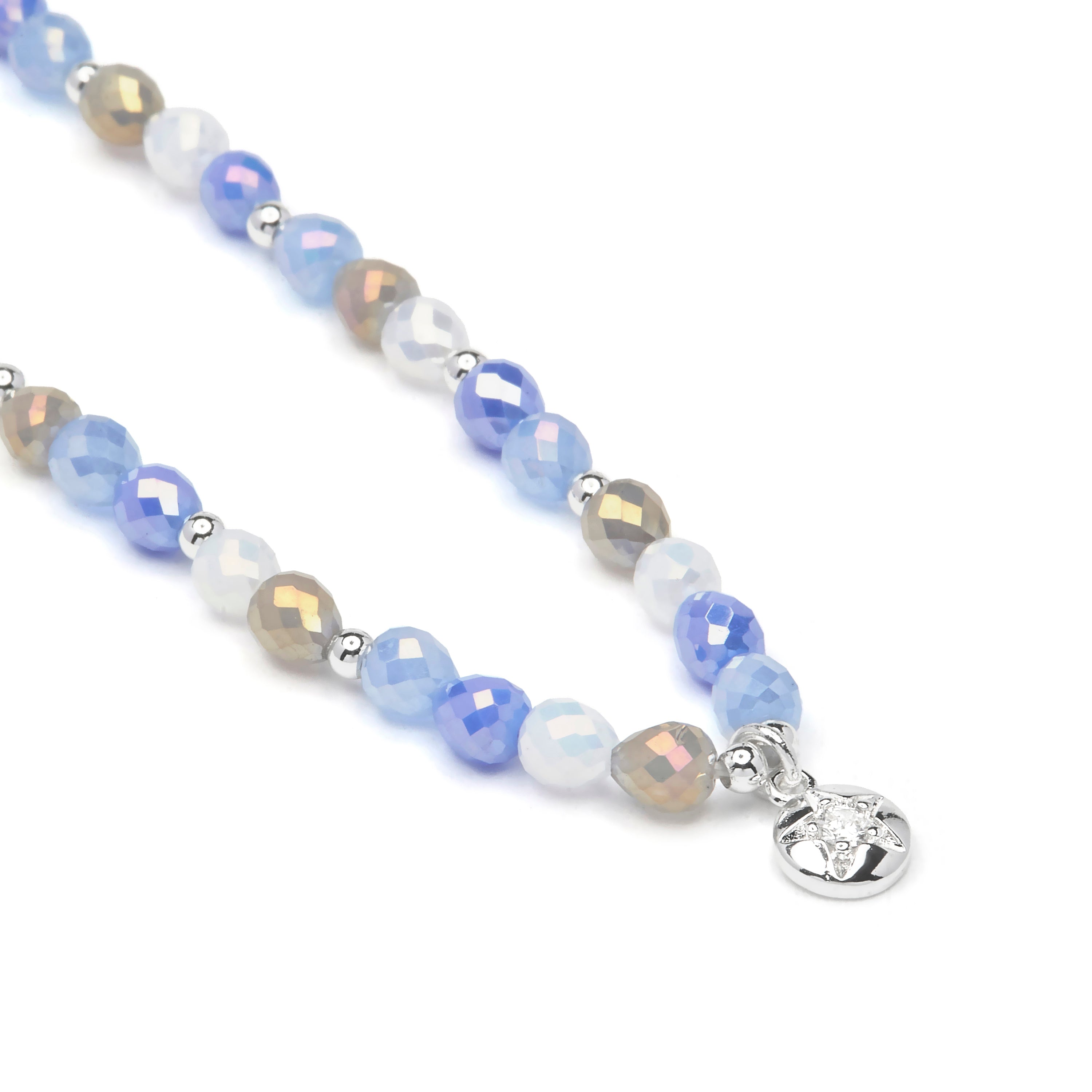 Collar de Cristal Azul acabado en rodio - Likdu