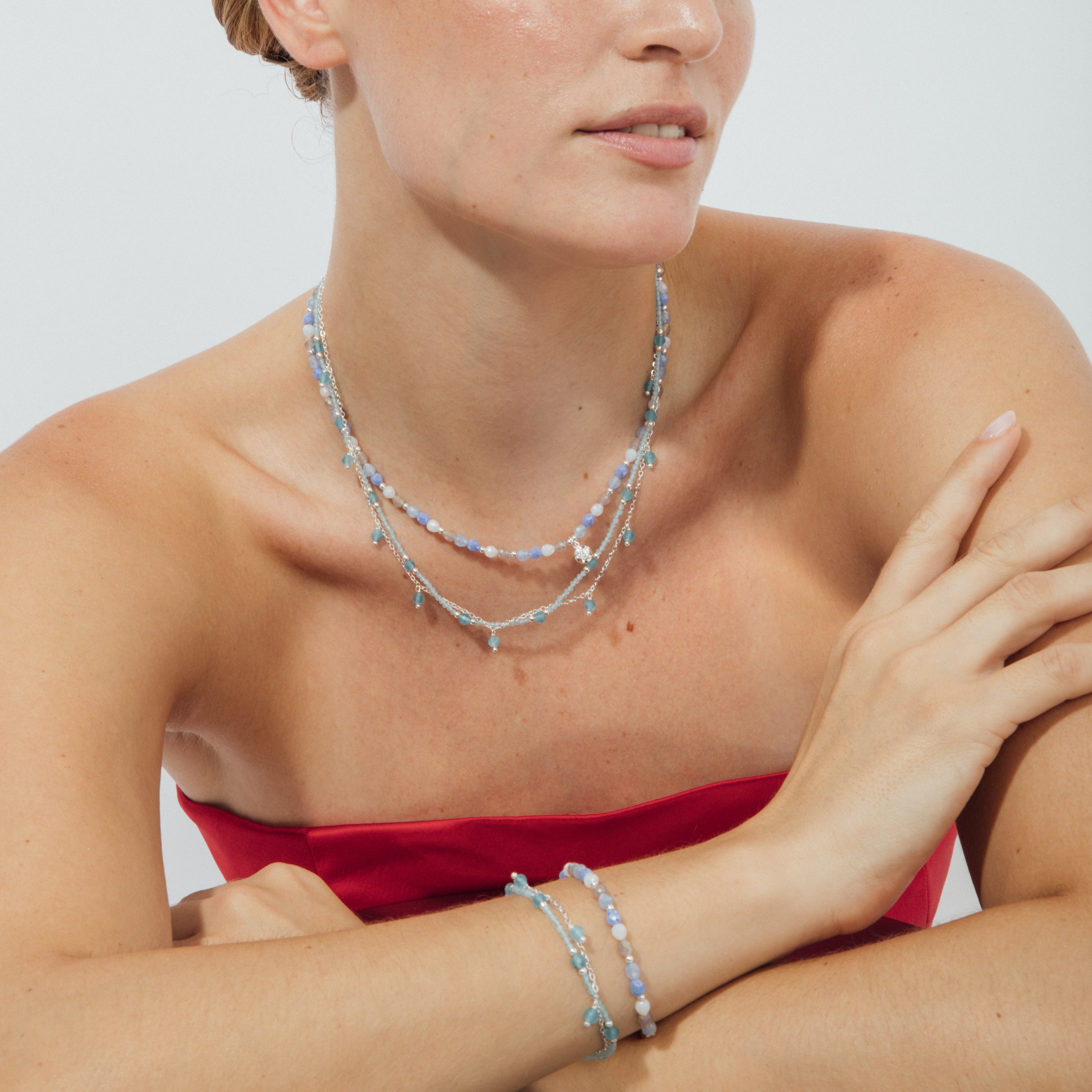 Collar de Cristal Azul acabado en rodio - Likdu