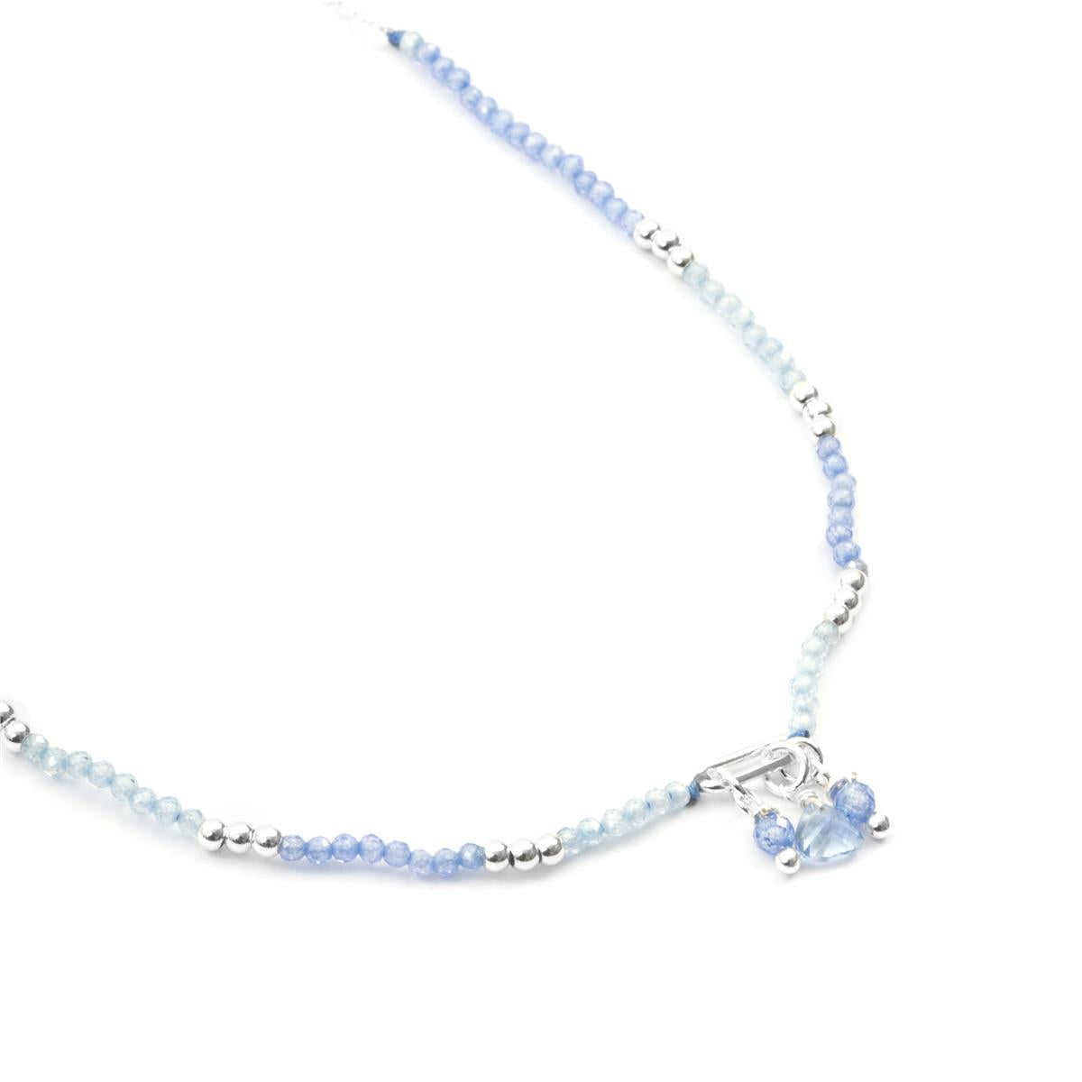Rhodium-plated Blue Crystal Necklace - Ilkan