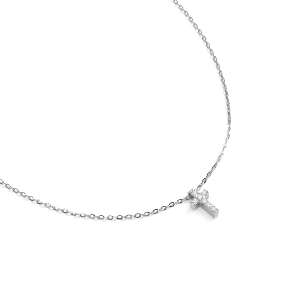 Rhodium-plated Brilliant Zircon Necklace - Askom