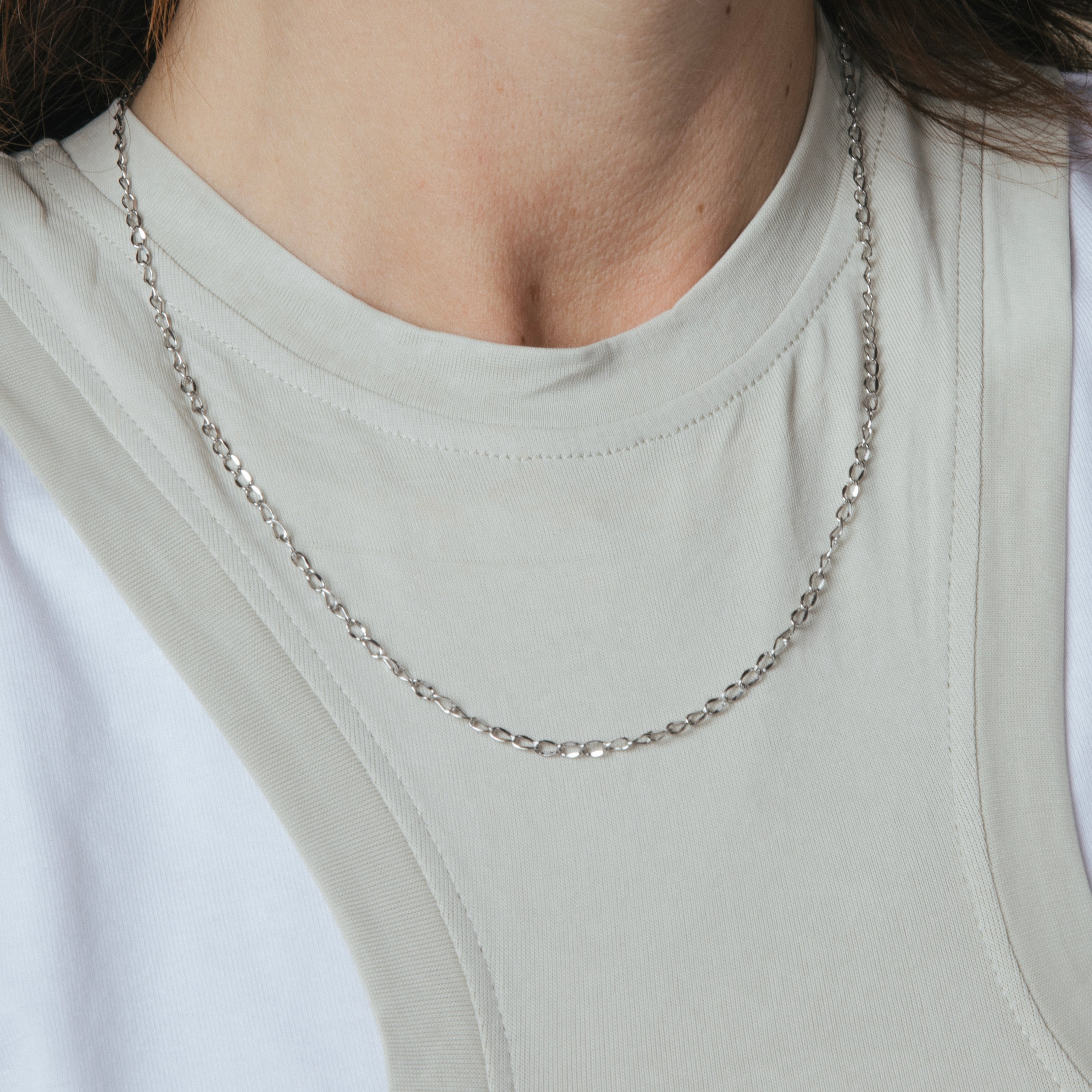 50 cm rhodium-plated necklace - Zalo