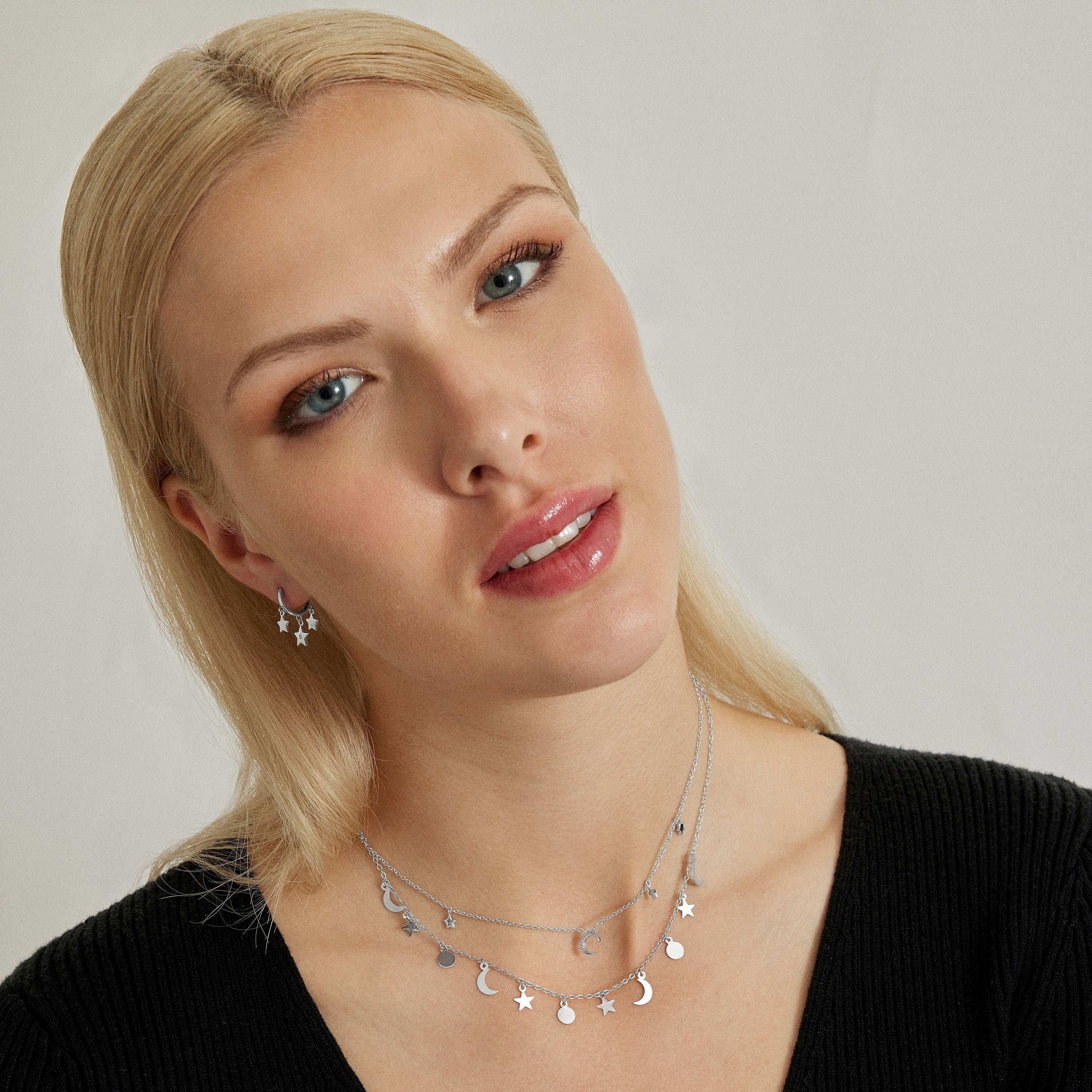 Rhodium-plated necklace - Rasay