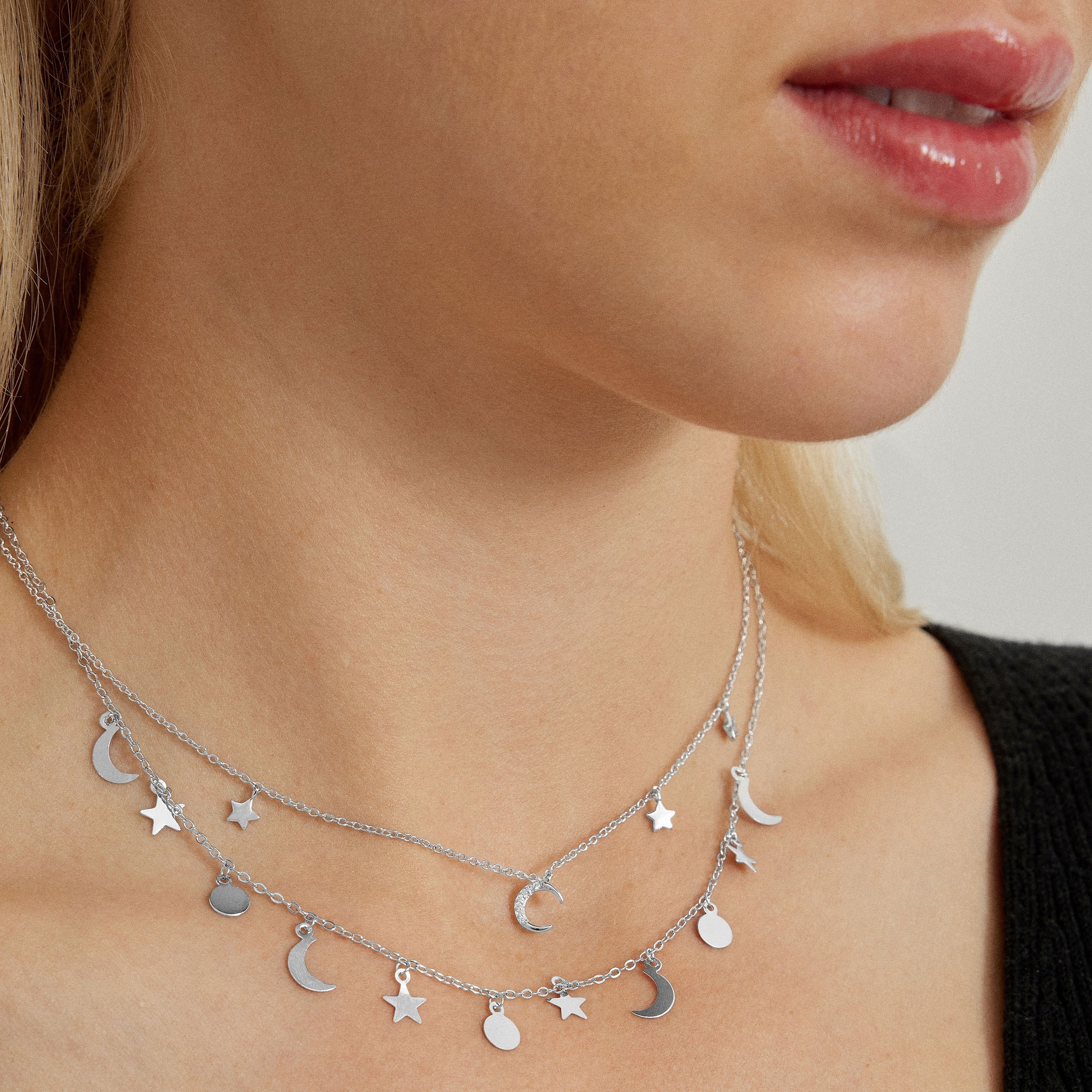 Rhodium-plated necklace - Rasay