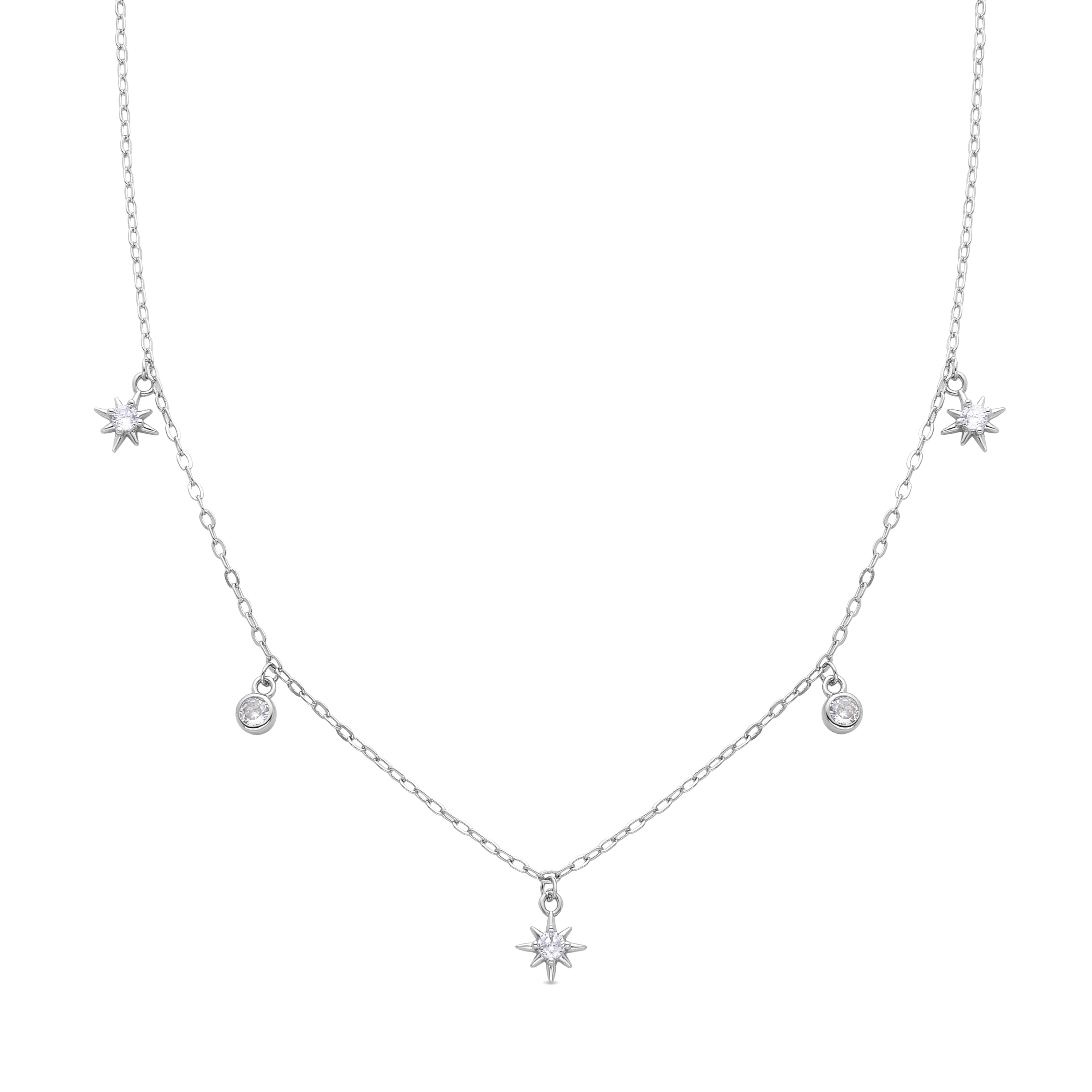 Rhodiated Shining Zircon Necklace - Olzal