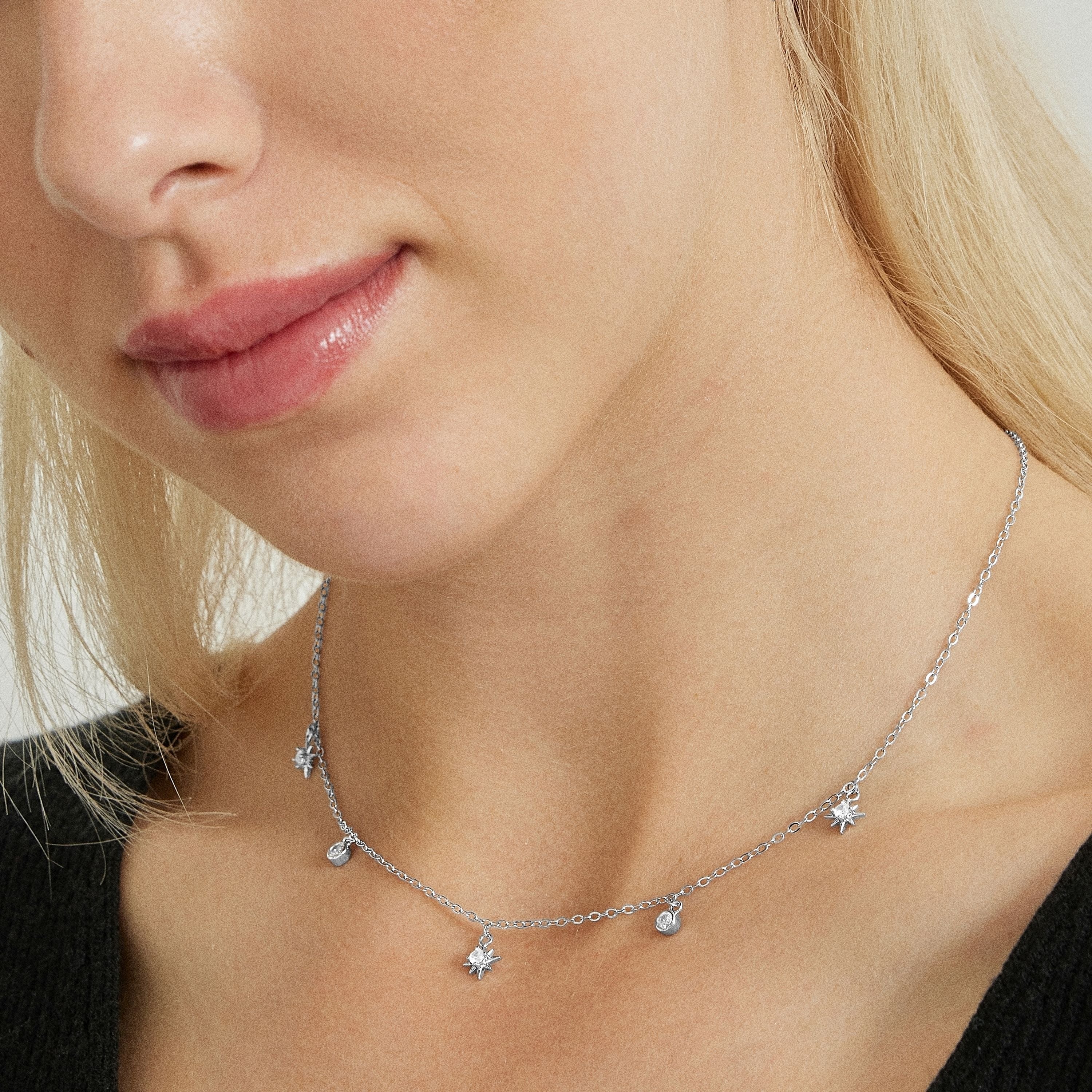 Rhodiated Shining Zircon Necklace - Olzal