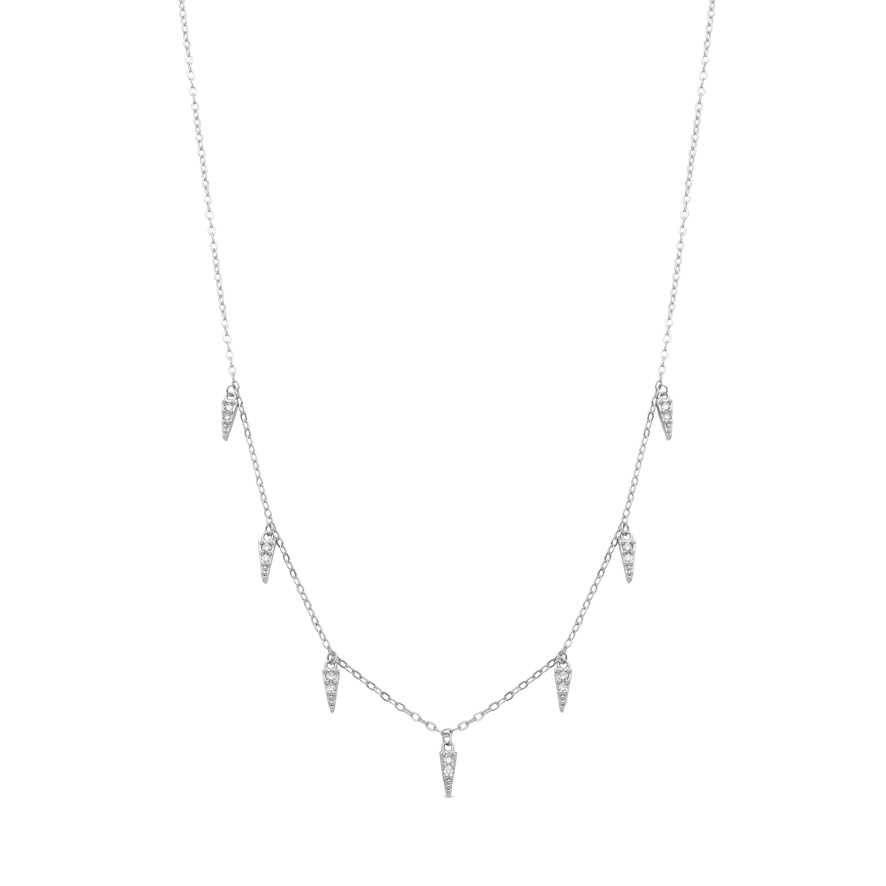 Rhodium-plated Brilliant Zirconia Necklace - Imion