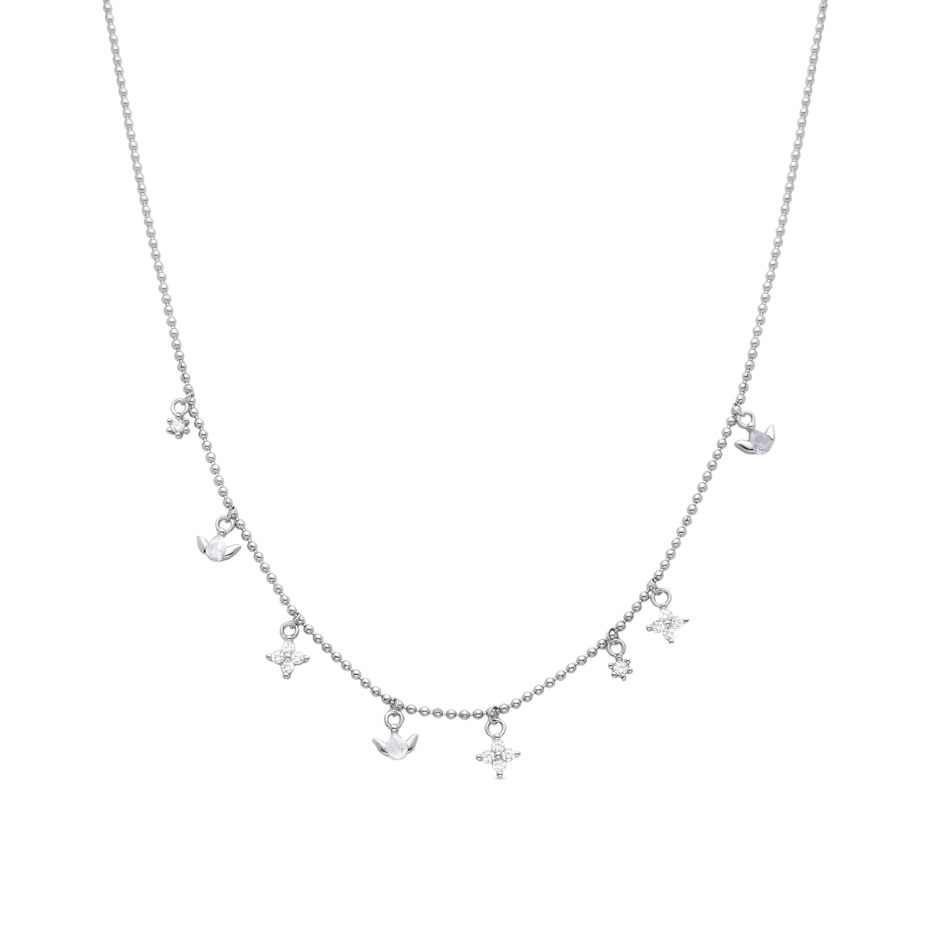 Rhodium-Plated Shimmering Zircon Necklace - Wald