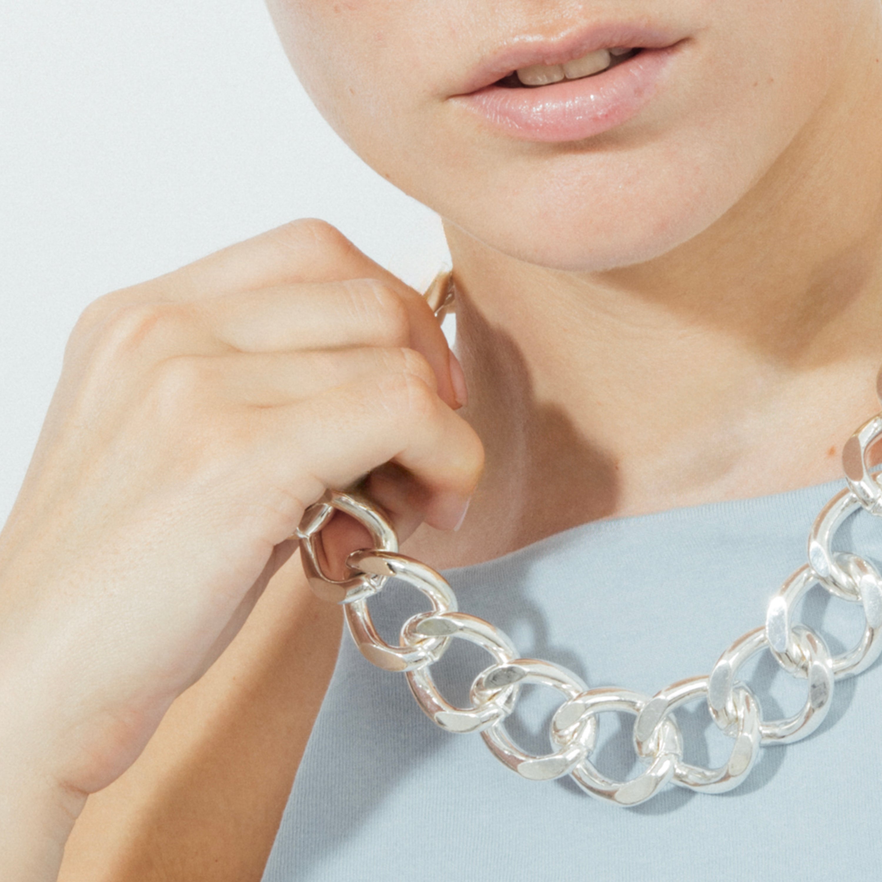 45cm rhodium-plated necklace - Moba